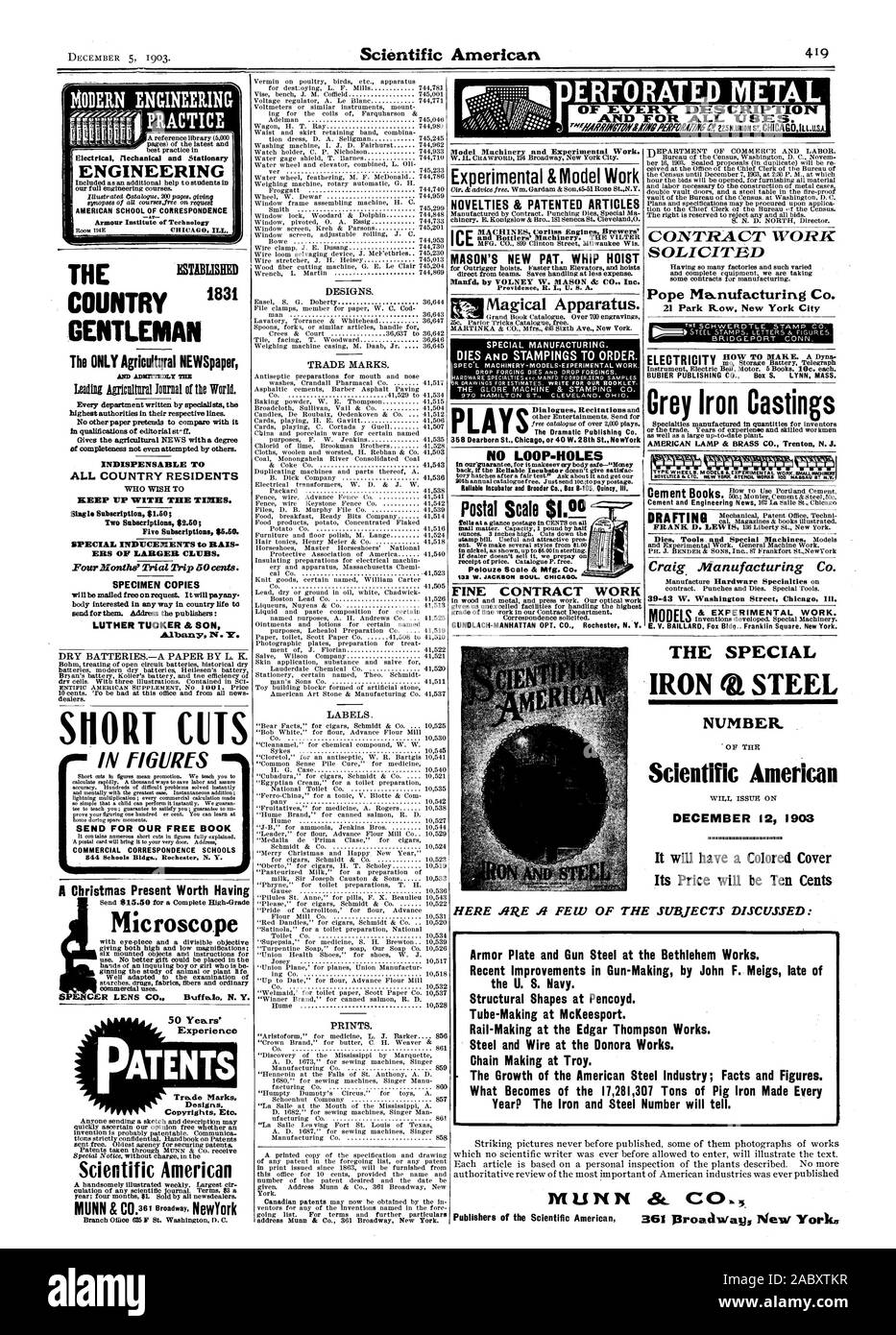 Pages) of the latest and best practice in Electrical flechanical and Stationary ENGINEERING Included as an additional help to students in our full engineering courses. AMERICAN SCHOOL OF CORRESPONDENCE GENTLEMAN highest authorities in their respective lines. INDISPENSABLE T ALL COUNTRY RESIDENTS KEEP VP WITH THE THIES. Single Subscription $1.50; ERS OF LARGER CLUBS. Four Months' Trial Trip 50 cents. SPECIMEN COPIES body interested in any way in country life tO send for them. Address the publishers: Bohm treating of open circuit batteries historical dry batteries. modern dry batteries Hellesen' Stock Photo