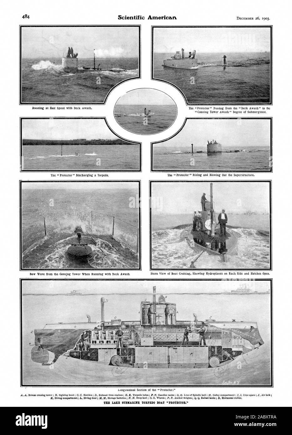 THE LABE SUBMARINE TORPEDO BOAT 'PROTECTOR., scientific american, 1903-12-26 Stock Photo