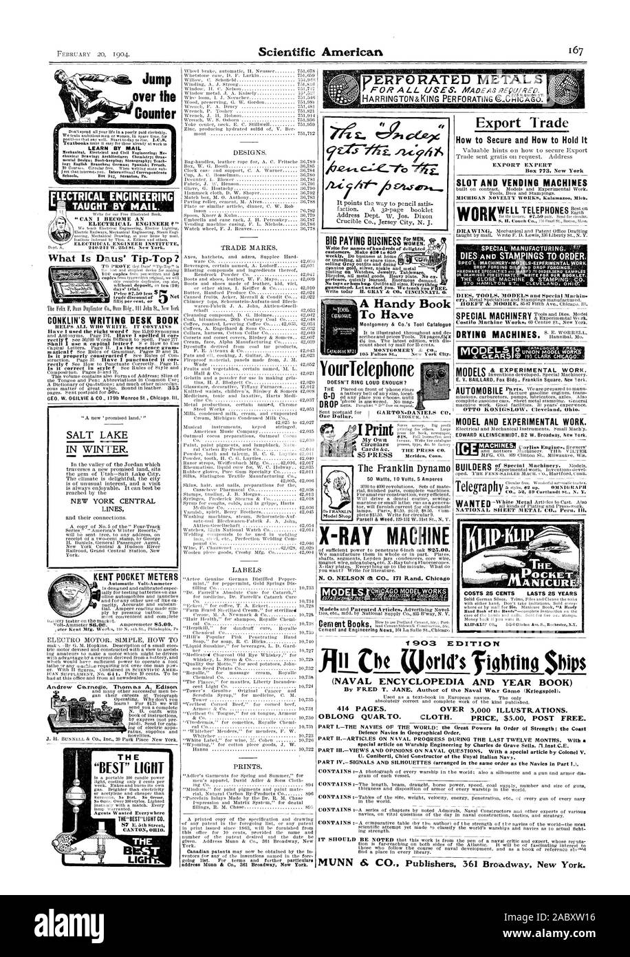 Jump over the Counter LEARN BY MAIL Meehaaleai Electrical and Mil Engineering; Me chanical Drawing; Architecture; Chemistry; Orme mental Design; Book-keepIng; Stenography; Teach. lag; English Branches; German; Spanish; French. PERFORATED METALS ELECTRICAL ENGINEERING 'CAN I BECOME AN ELECTRICAL ENGINEER ?' ELECTRICAL ENGINEER INSTITUTE KENT POCKET METERS Automatic Volt-Ammeter ttcory tester on the market. Wheel brake automatic H. Neusser   751678 Whetstone case D. F. Larkin   751659 Winding A. .1. Strong   751816 Window II. C. Nelson   751747 Wood preserving G. W. Gordon 751981 Wrench W. S Stock Photo