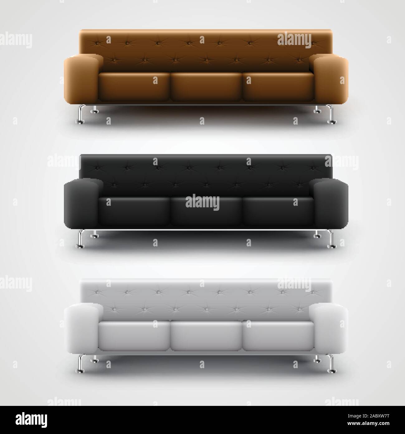 Brown, black, and white couches, vector Stock Vector