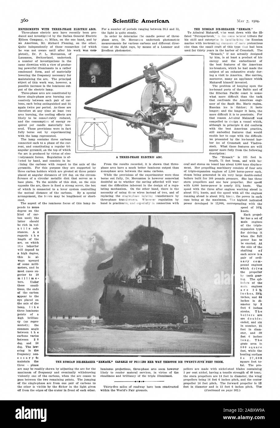 THE RUSSIAN ICE-BREAKER 'ERBIACK.” CAPABLE OF FORCING HER WAY THROUGH ICE TWENTY-FIVE FEET THICK., scientific american, 1904-05-07 Stock Photo