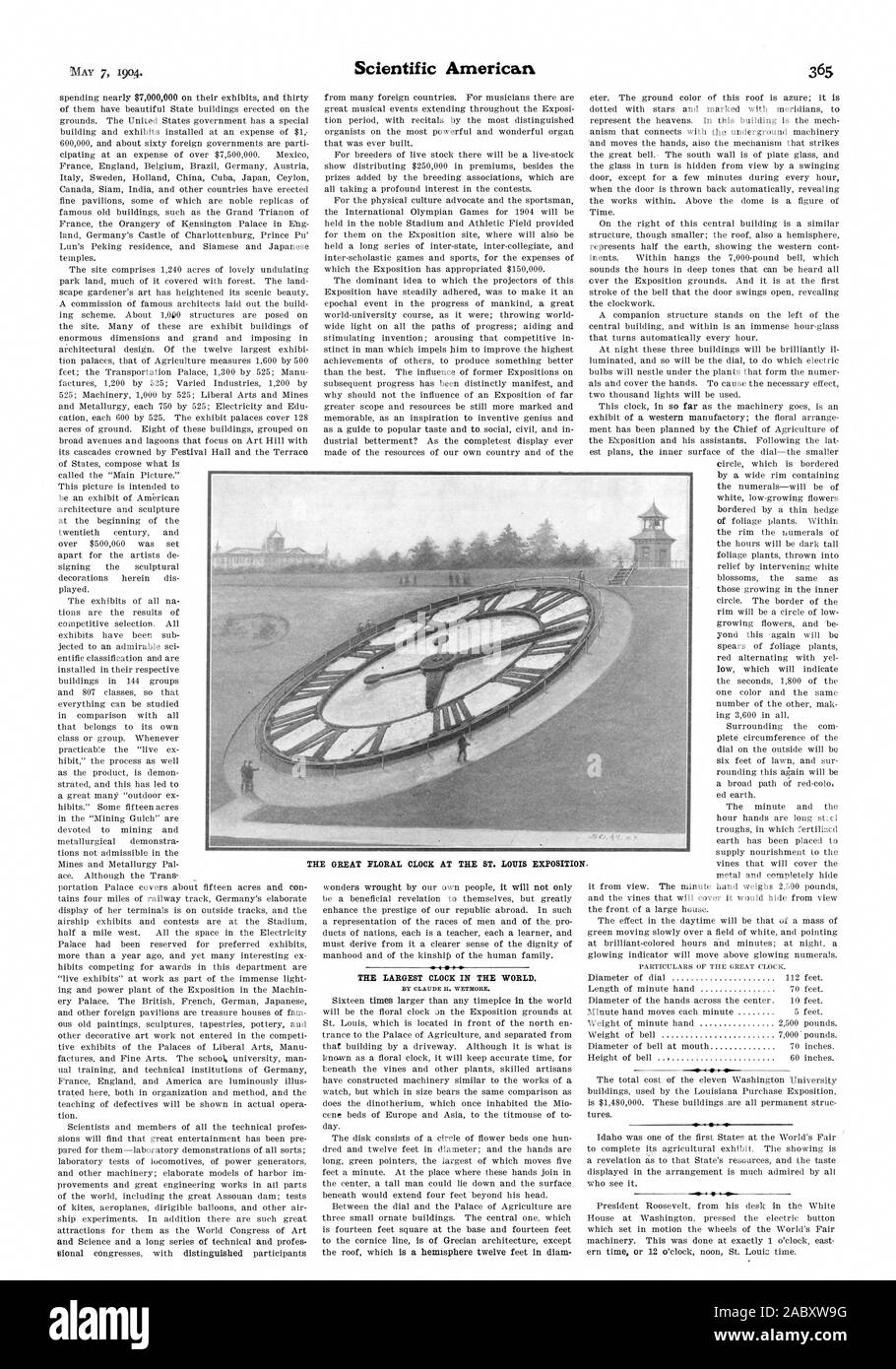 THE LARGEST CLOCK IN THE WORLD., scientific american, 19040507 Stock