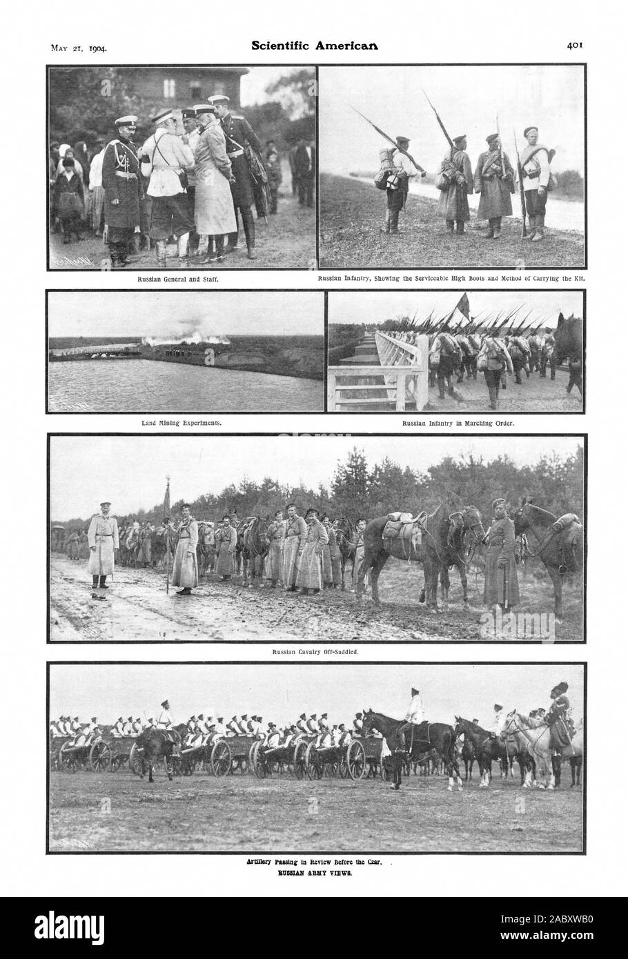 atillery Passing in Review Before the Czar. . RUSSIAN ARMY VIEWS., scientific american, 1904-05-21 Stock Photo