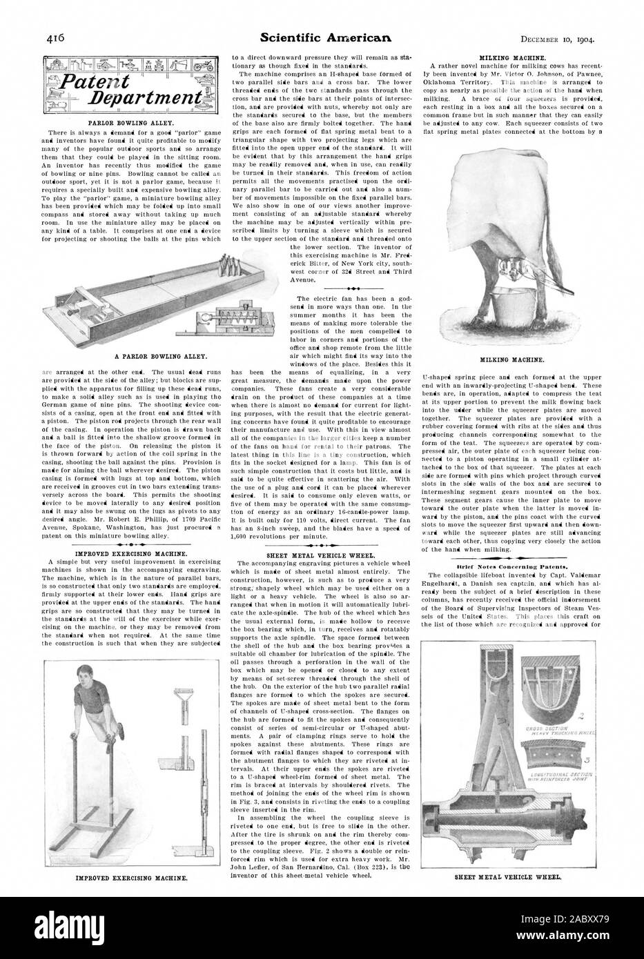 Patent 'trier Notes Concerning Patents. Cli035 JECTION HIM.'? rfeliCKiNG PCIMErt. LON IVO INA 4 SEC ON, scientific american, 1904-12-11 Stock Photo