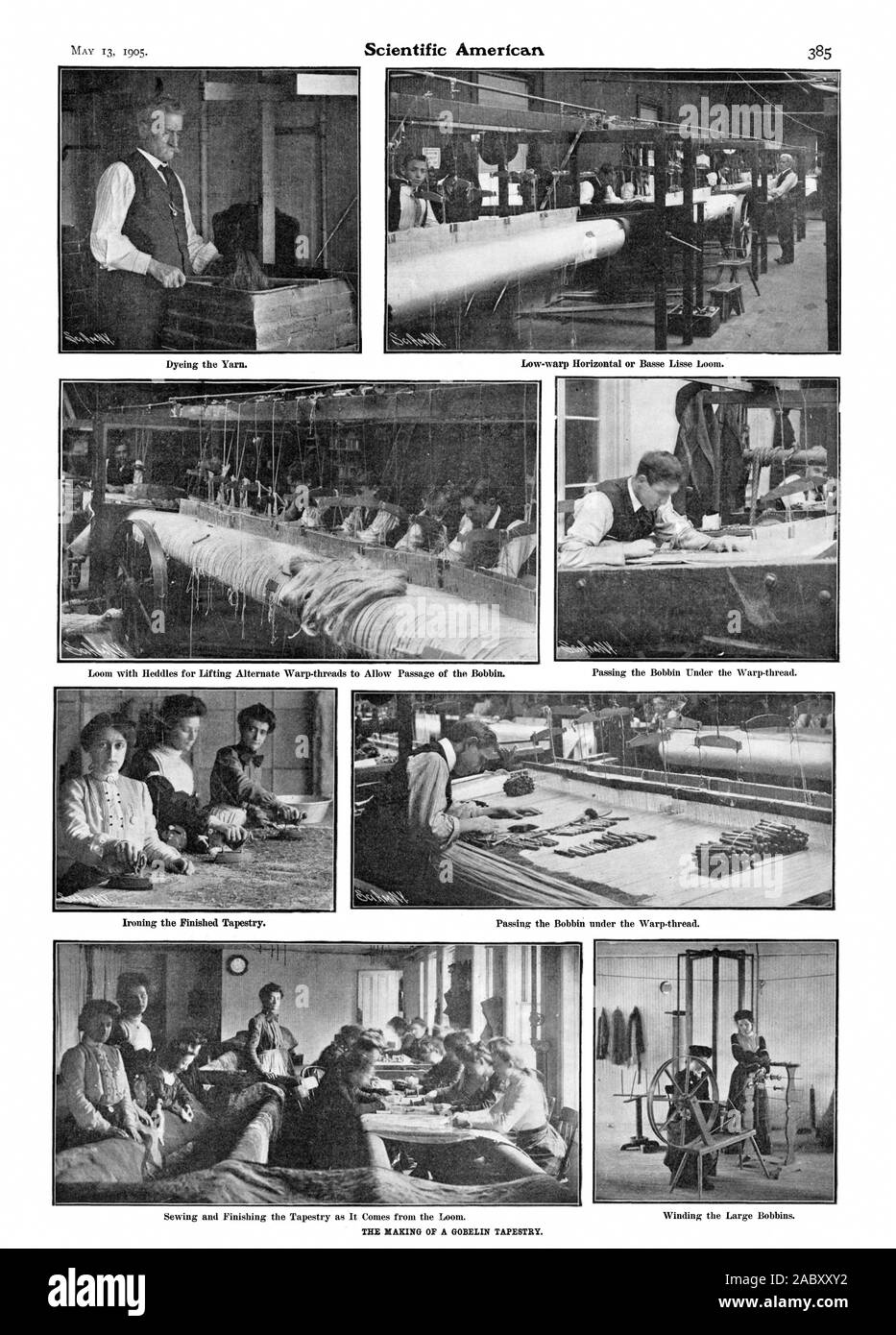 The making of gobelin tapestry. Scientific American, 19050513 Stock