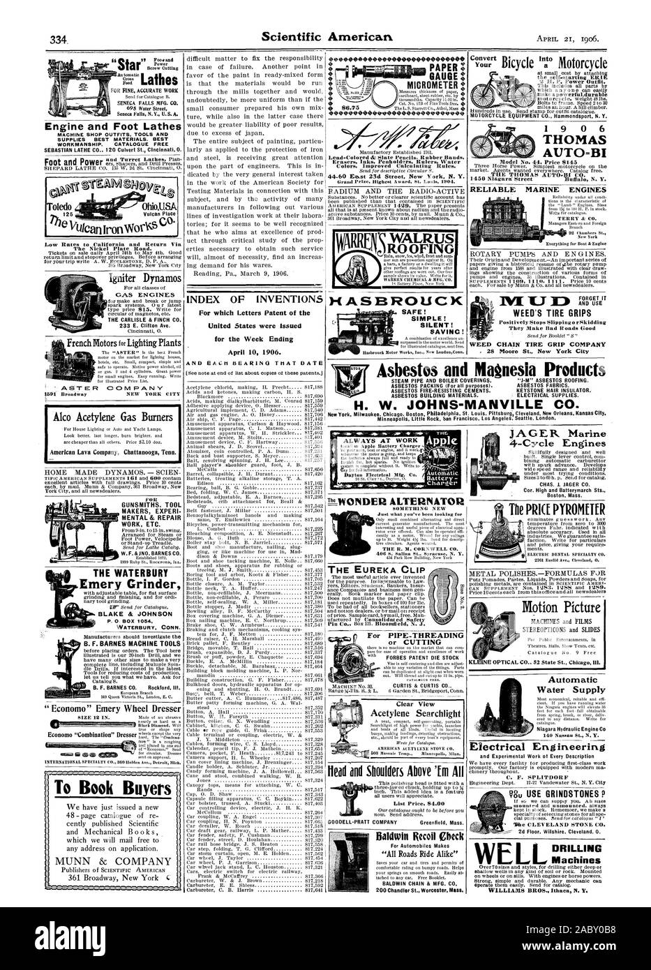 Foos and FOR FINE ACCURATE WORK SENECA FALLS MFG. CO. 695 Water Street Seneca Falls N.Y. U.S.A. Engine and Foot Lathes MACHINE SHOP OUTFITS TOOLS AND SUPPLIES BEST MATERIALS. BEST WORKMANSHIP. CATALOGUE FREE SEBASTIAN LATHE CO 120 Culvert St. Cincinnati. 0. Zt Vulcan Place The Nickel Plate Road. Igniter Dynamos GAS ENGINES AgTER COMPANY Alco Acetylene Gas Burners American Lava Company Chattanooga Tenn. HOME MADE DYNAMOS. - SCIEN FOR GUNSMITHS. TOOL MAKERS EXPERI MENTAL & REPAIR WORK ETC. W. F. &JNO. BARNES CO. THE WATERBURY Emery Grinder BLAKE & JOHNSON B. F. BARNES MACHINE TOOLS ' Economo' Em Stock Photo