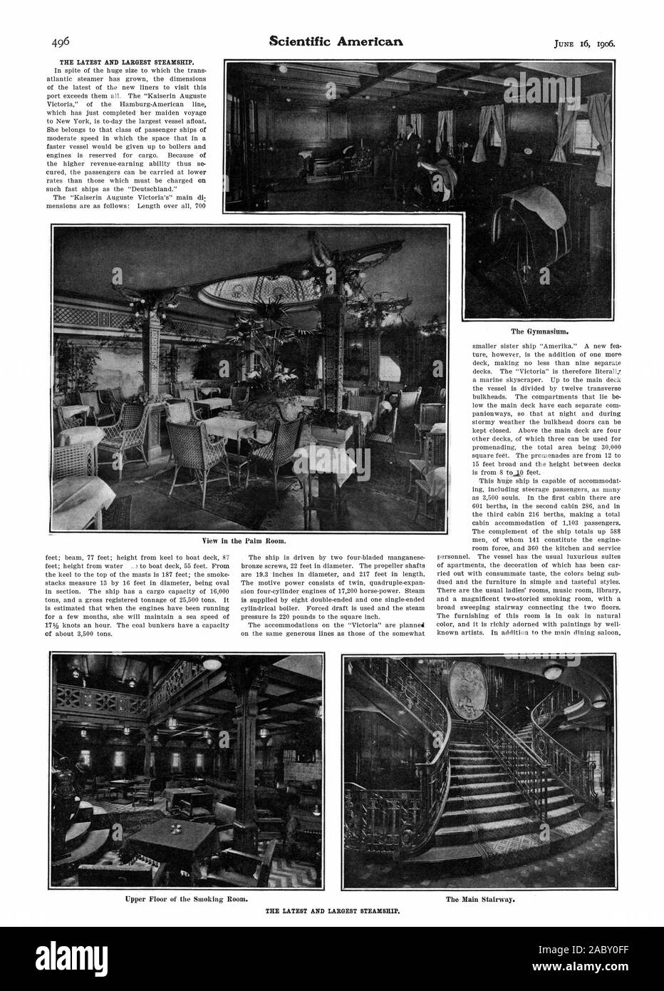 The 'Kaiserin Auguste Victoria'. The largest steamship. Palm room, main ...