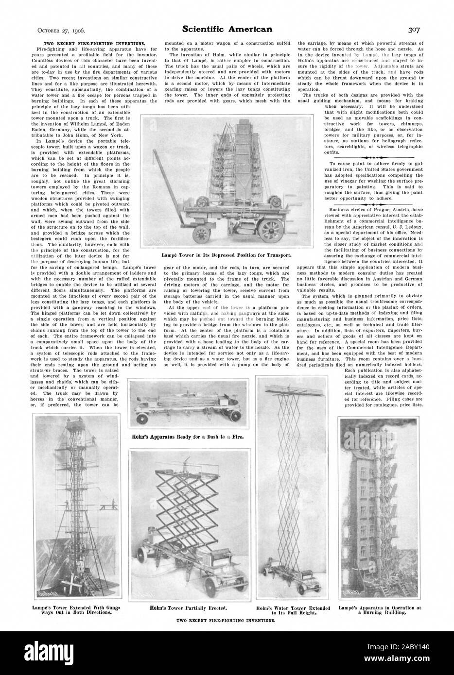TWO RECENT FIRE-FIGHTING INVENTIONS., scientific american, 1906-10-27 Stock Photo