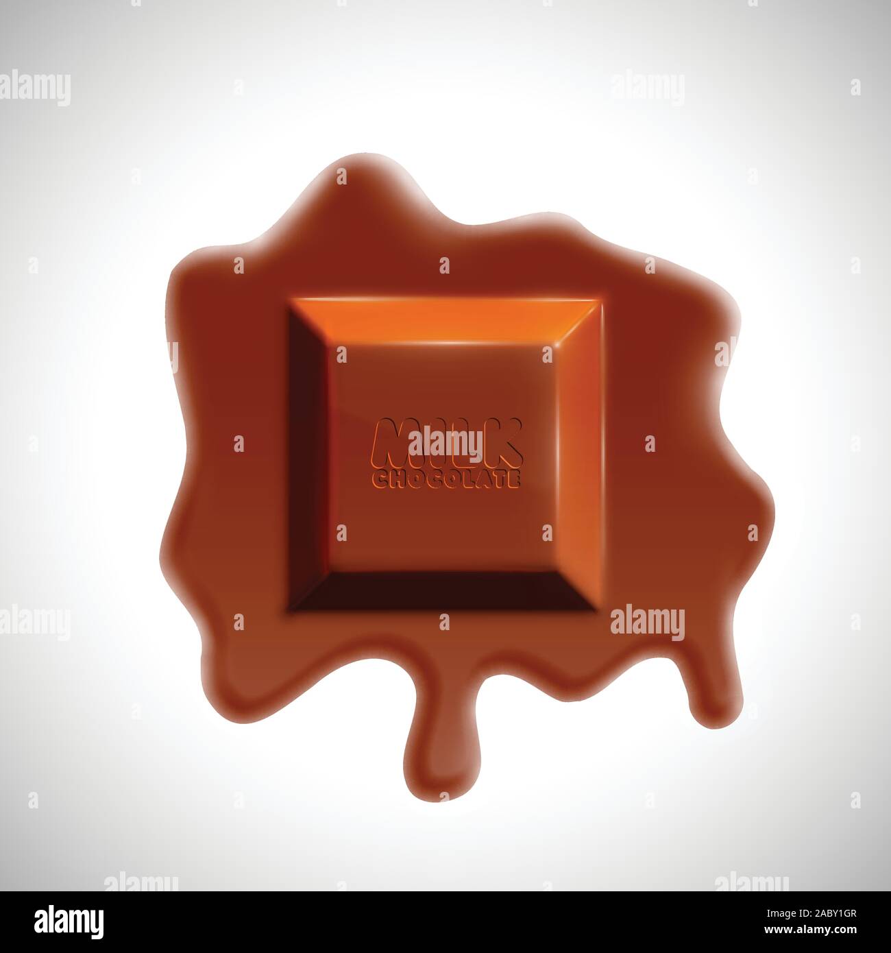 Melting 3D realistic chocolate cube, vector Stock Vector