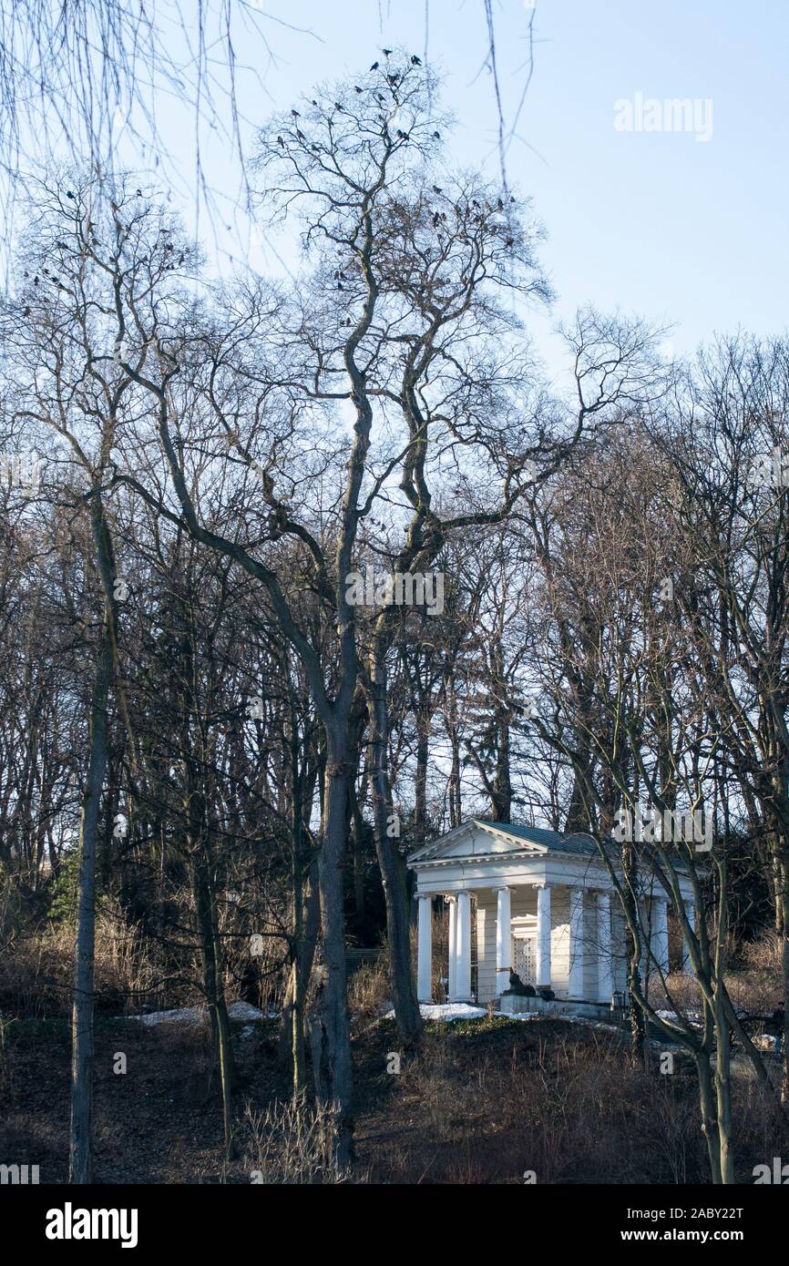 The Temple of the Sybil, initially called the Greek or Temple of Diana,  near the Belvedere Pond, Łazienki Królewskie Stock Photo