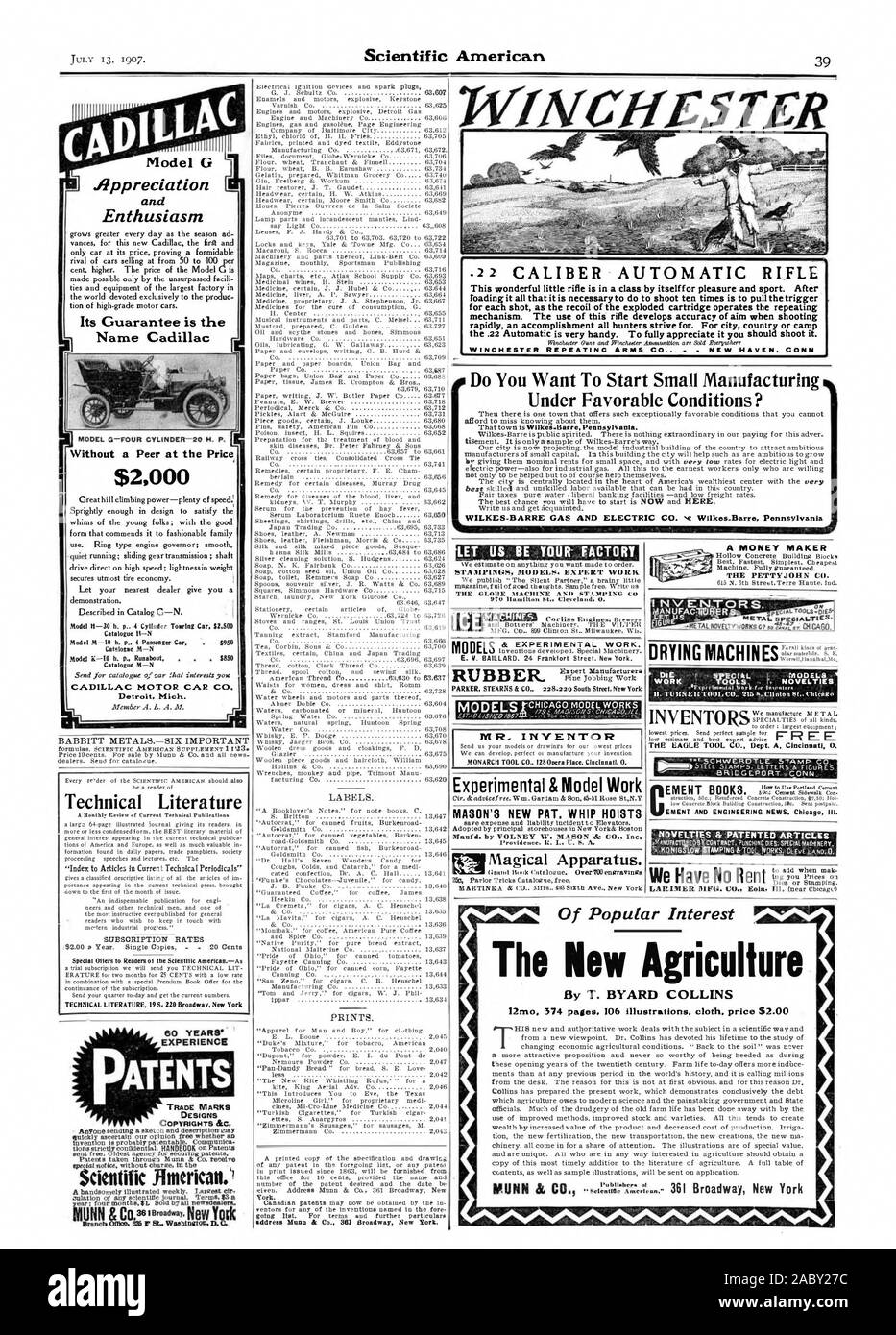 CADILLAC MOTOR CAR CO. Detroit Mich. PRINTS. Model G .fippreciation and Enthusiasm Without a Peer at the Price $2000 Technical Literature A Monthly Review of Current Technical Publications 'Index to Articles in Current Technical Periodicals' SUBSCRIPTION RATES TECHNICAL LITERATURE 19 S. 220 Broadway New York EXPERIENCE PATENTS DESIGNS Invention is probably patentable. CommunIca-. WINCHESTER This wonderful little rifle is in a class by itselff or pleasure and sport. After Toading it all that it is necessary to do to shoot ten times is to pull the trigger for each shot as the recoil of the Stock Photo