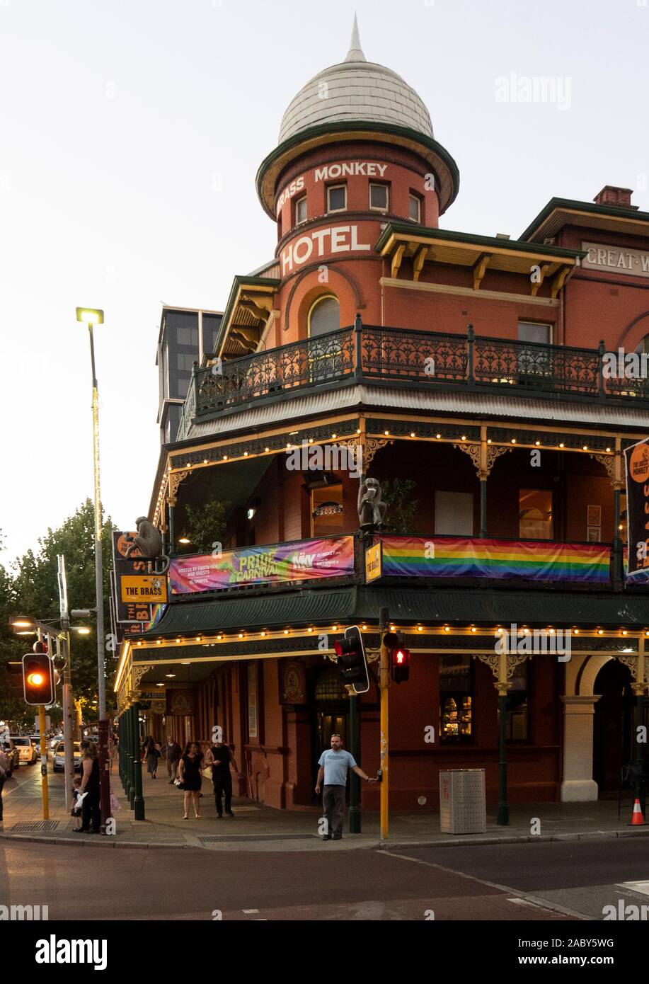 The Great Western Hotel now called the Brass Monkey Hotel adorned with
