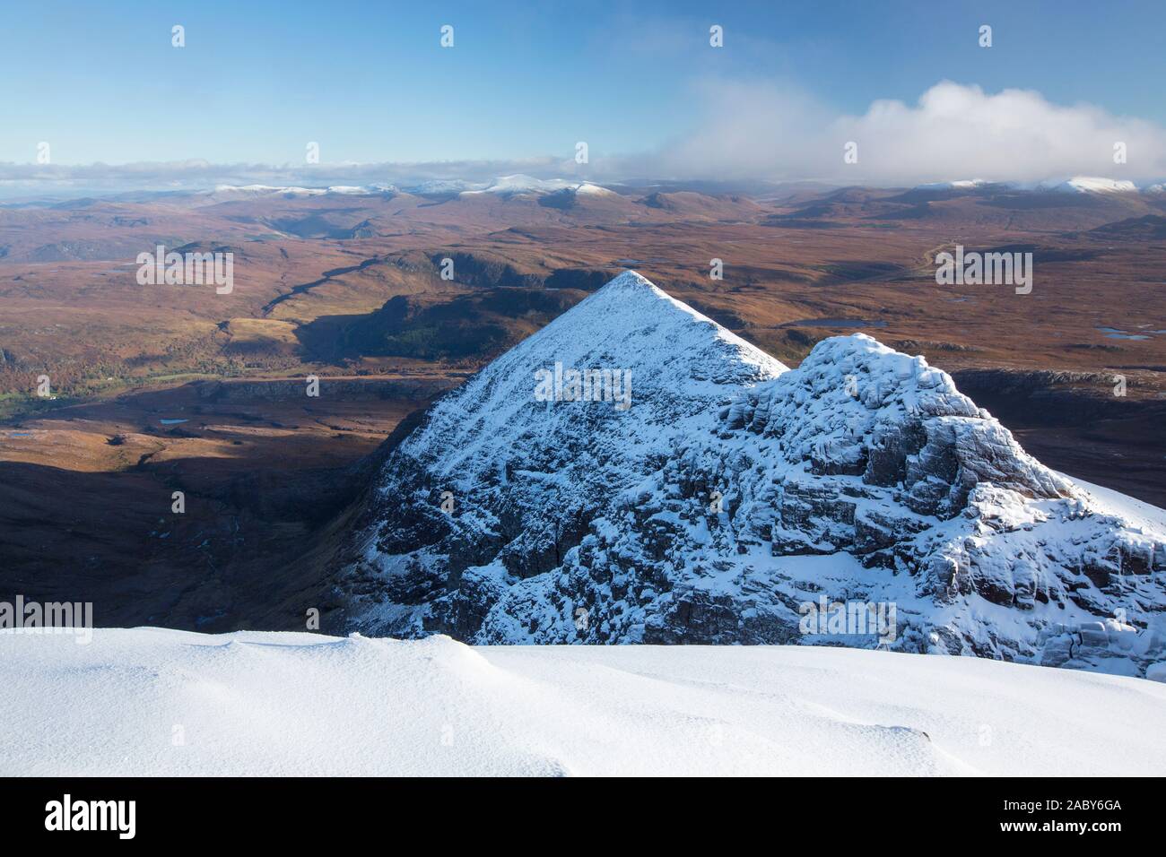 The Munro An Teallach, one of Scotlands finest mountain traverses, above Dundonell, Scotland, UK. Stock Photo