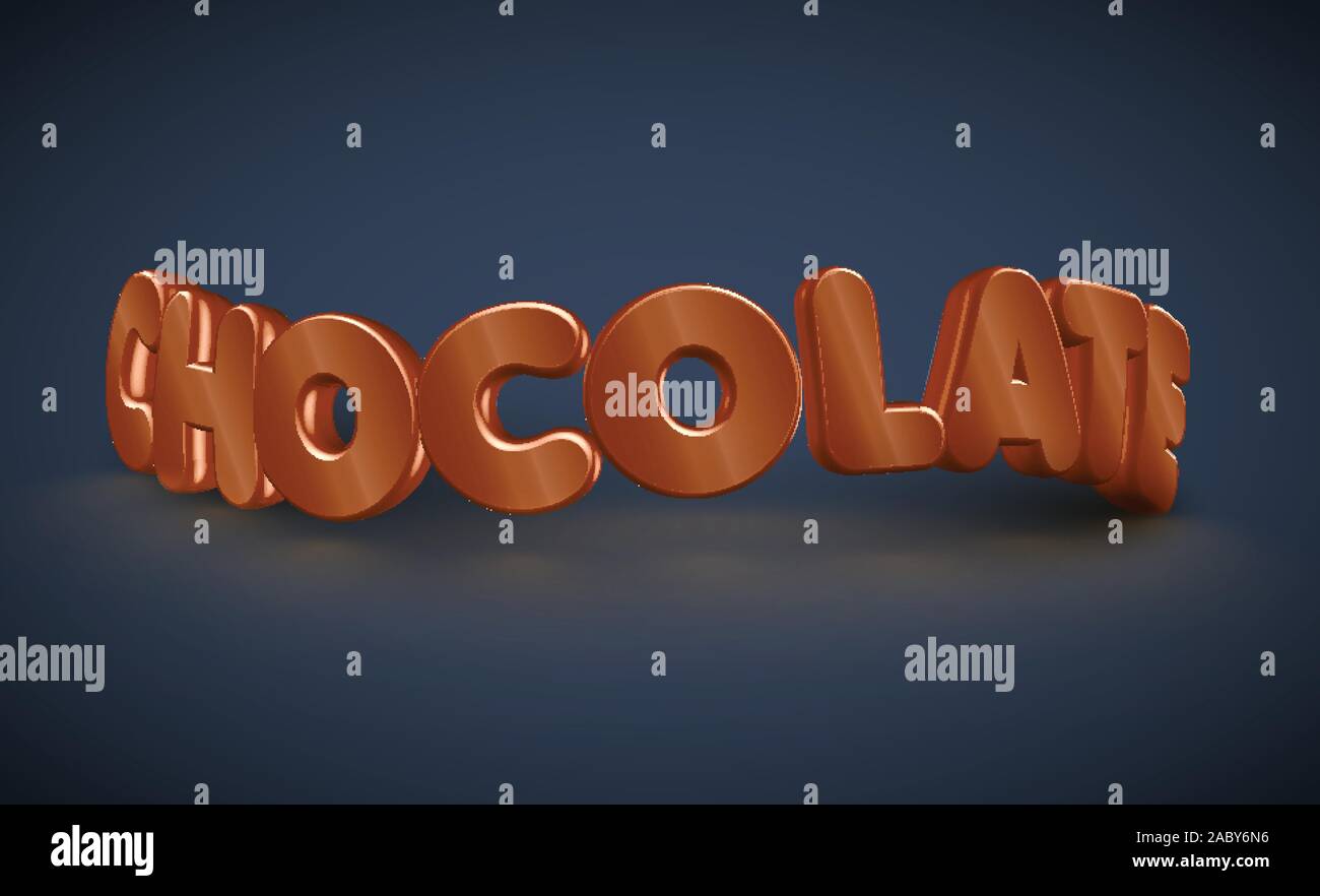 3D typography - chocolate, vector Stock Vector