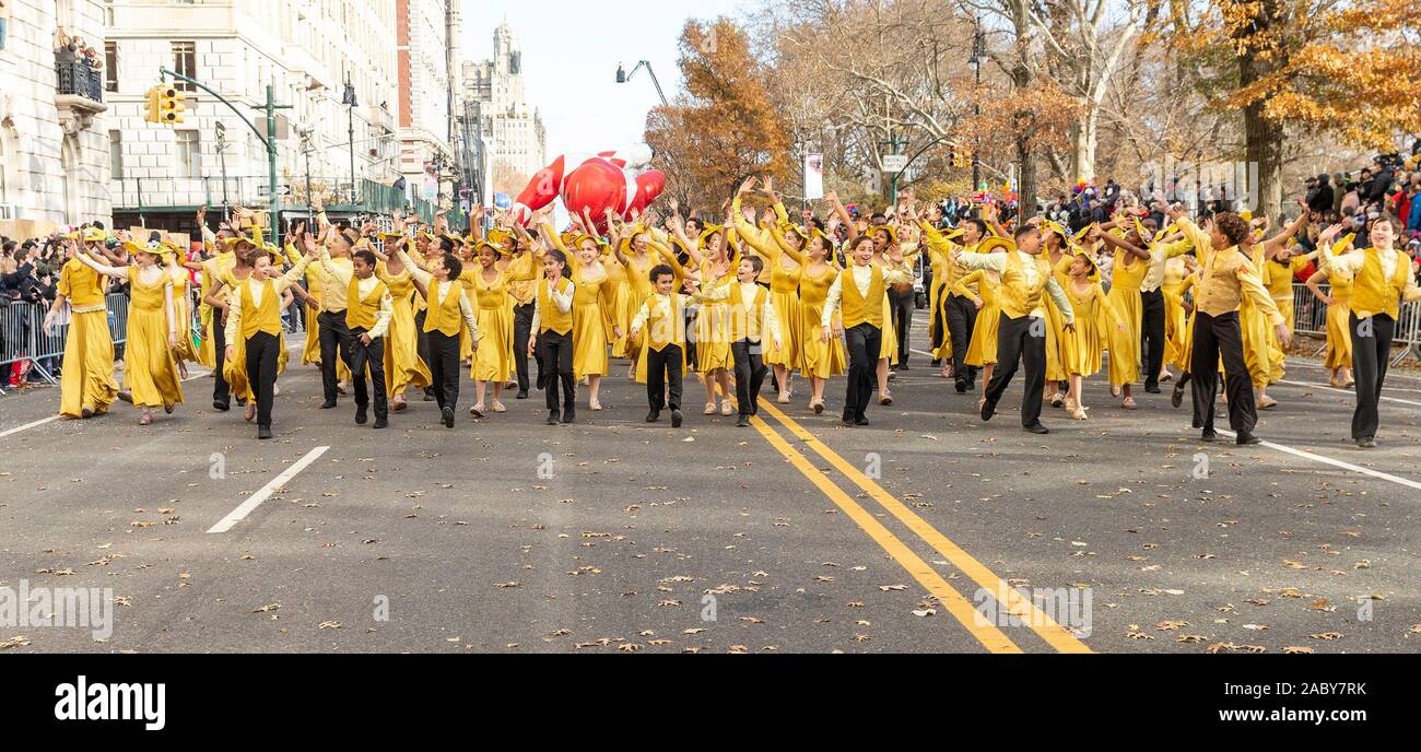 Members of Alvin Ailey dance march at 93rd Annual Macy's Thanksgiving