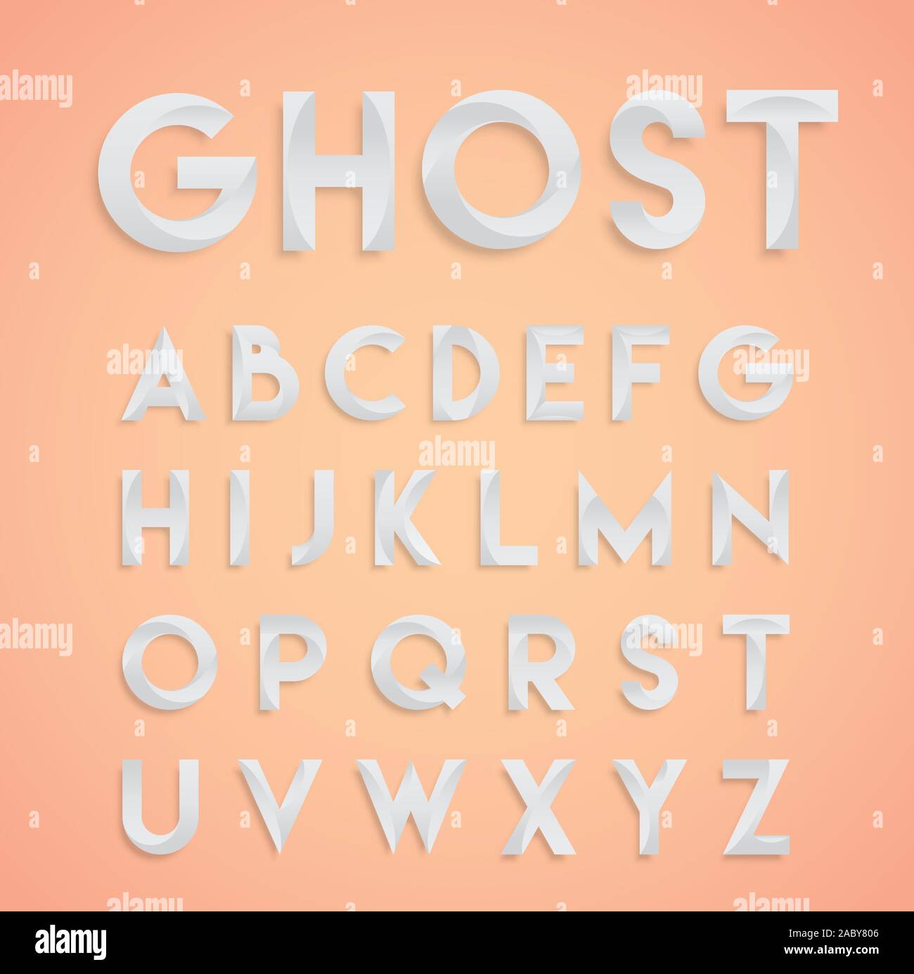 'Ghost' white design typeface, vector Stock Vector
