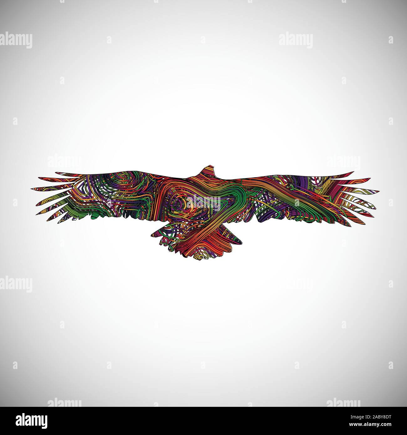 Colorful eagle made by lines, vector illustration Stock Vector