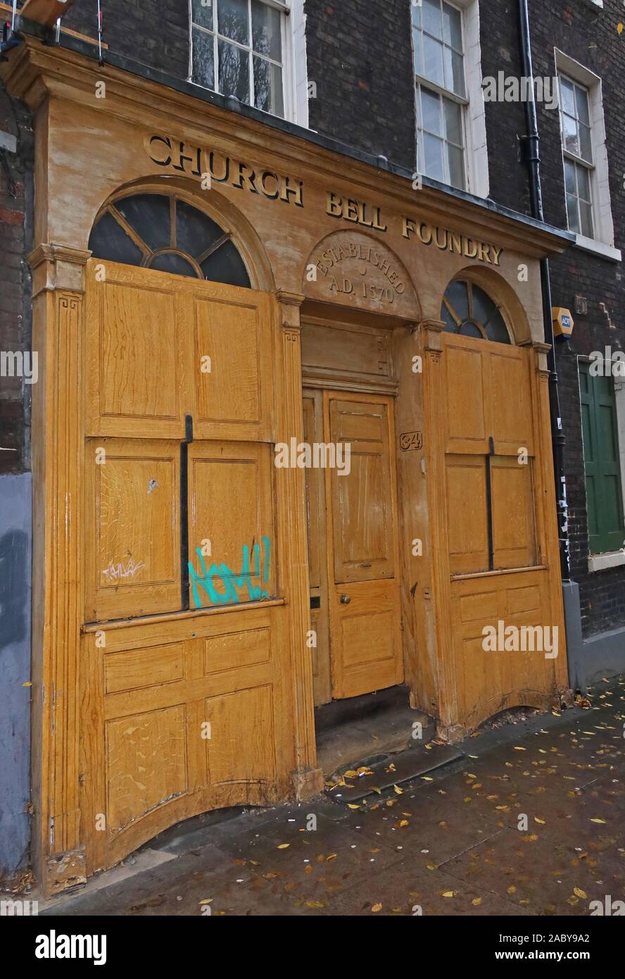 Outside/external Whitechapel Bell Foundry, 32 Whitechapel Rd, Shadwell, London E1 1EW - now sold to Raycliffe, possible museum trust Stock Photo