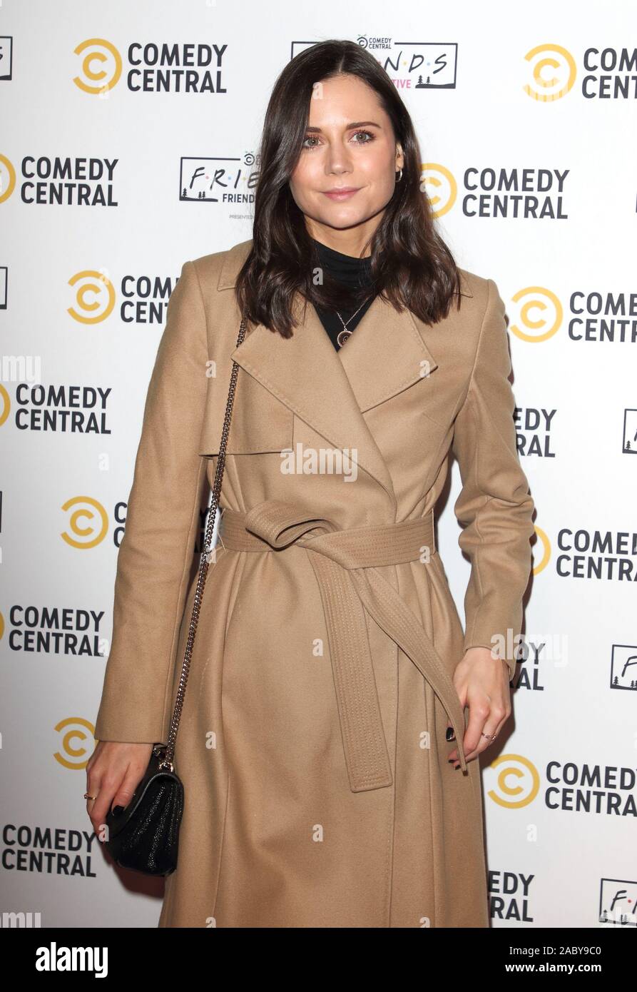 LONDON, UNITED KINGDOM - NOVEMBER 28 2019: Lilah Parsons attends the Comedy Central Friends Festive Exhibition launch at The Truman Brewery in London. Stock Photo
