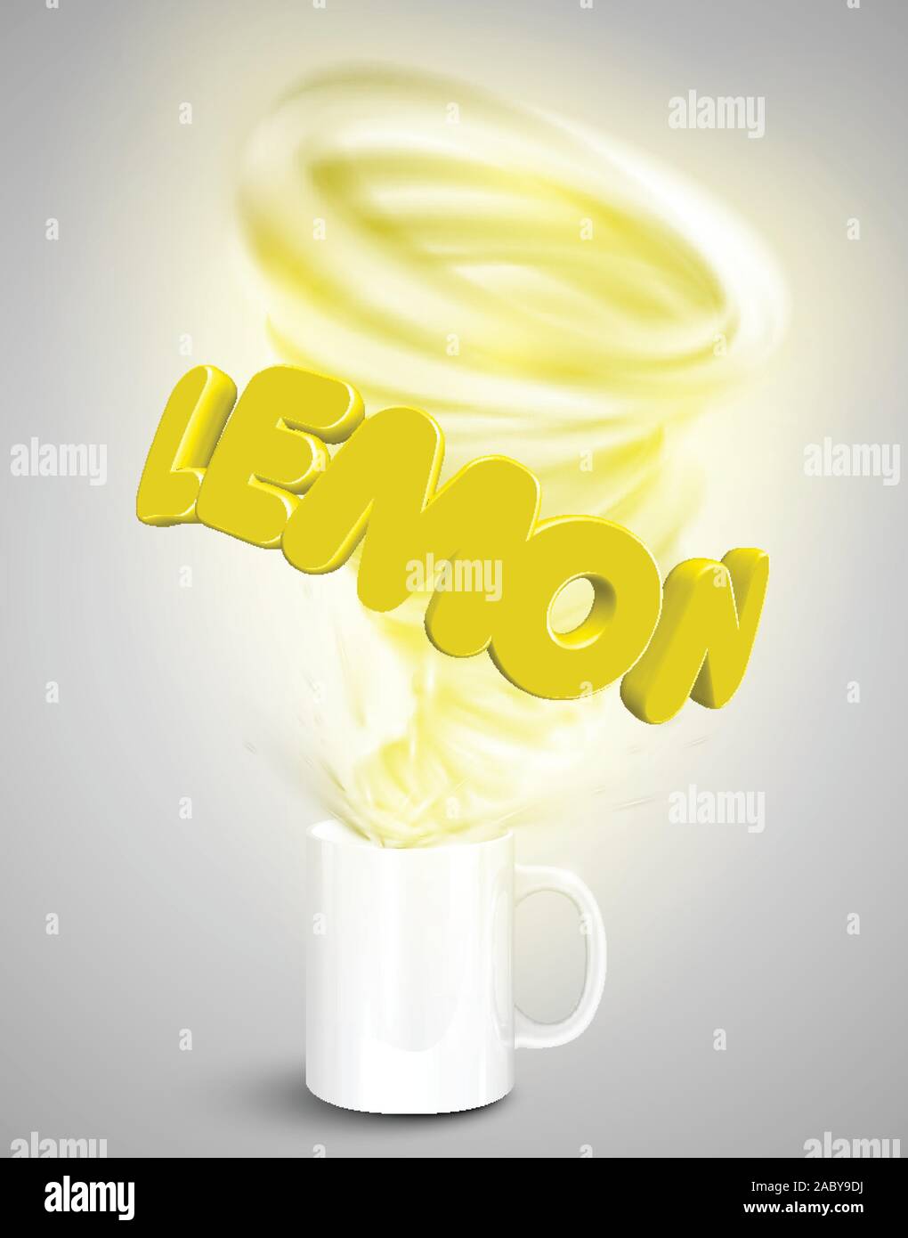 Lemon yoghurt/drink in a cup, realistic vector illustration Stock