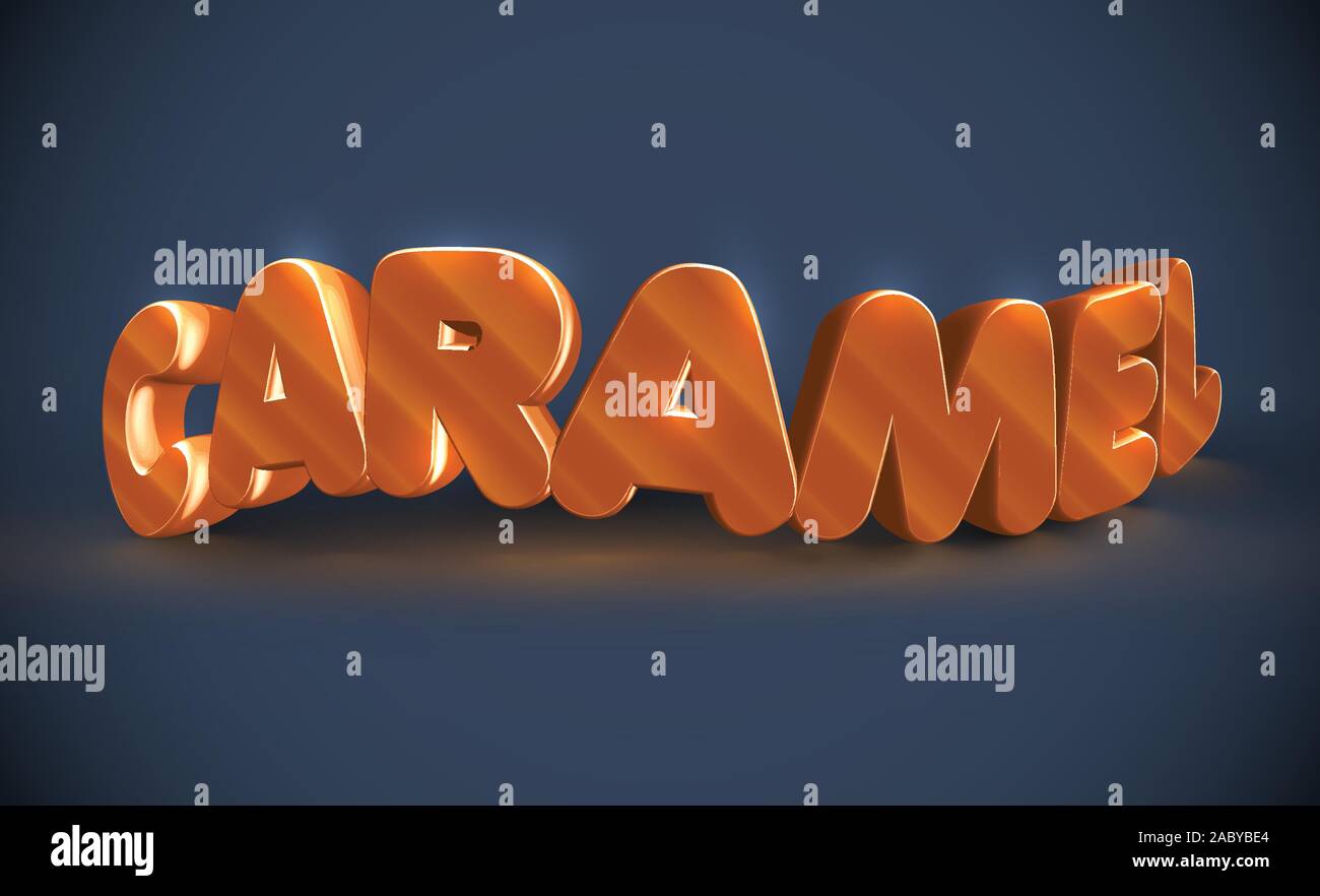 3D typography - caramel, vector Stock Vector