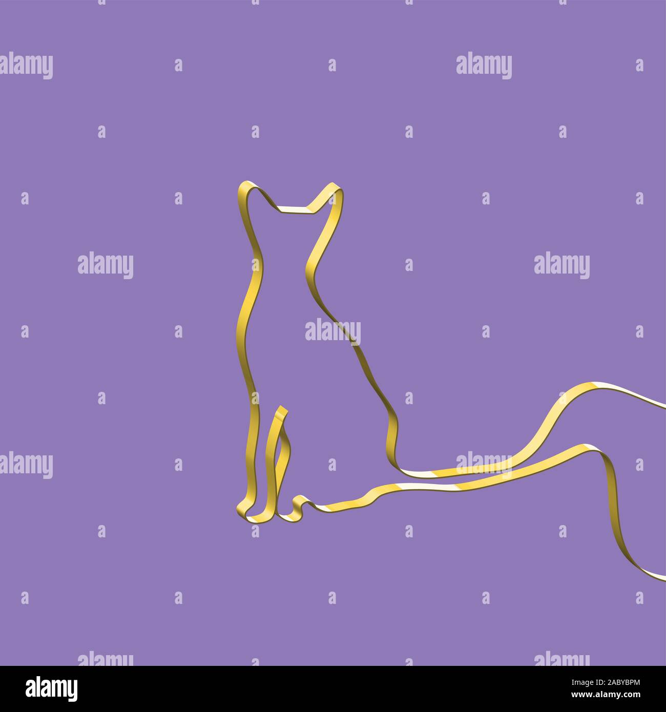 Realistic ribbon shapes an animal, vector illustration Stock Vector