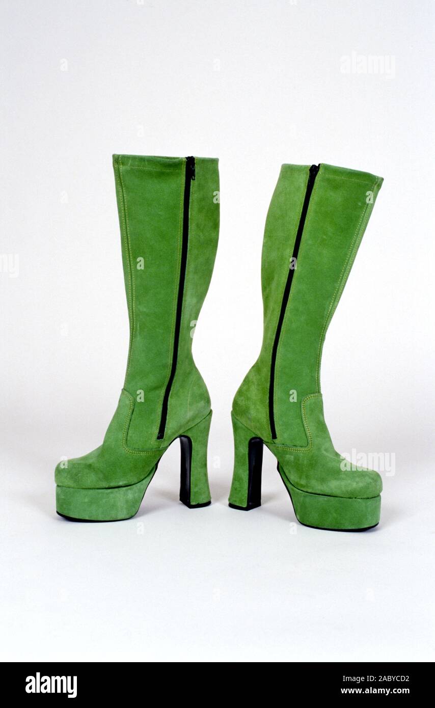 green heeled boots
