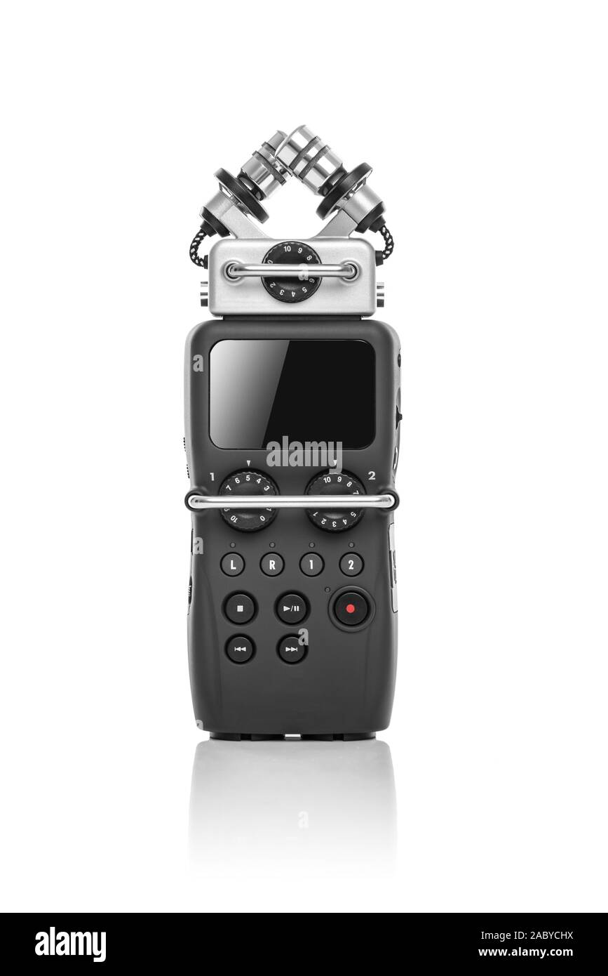 Audio recorder isolated on white background. Stock Photo