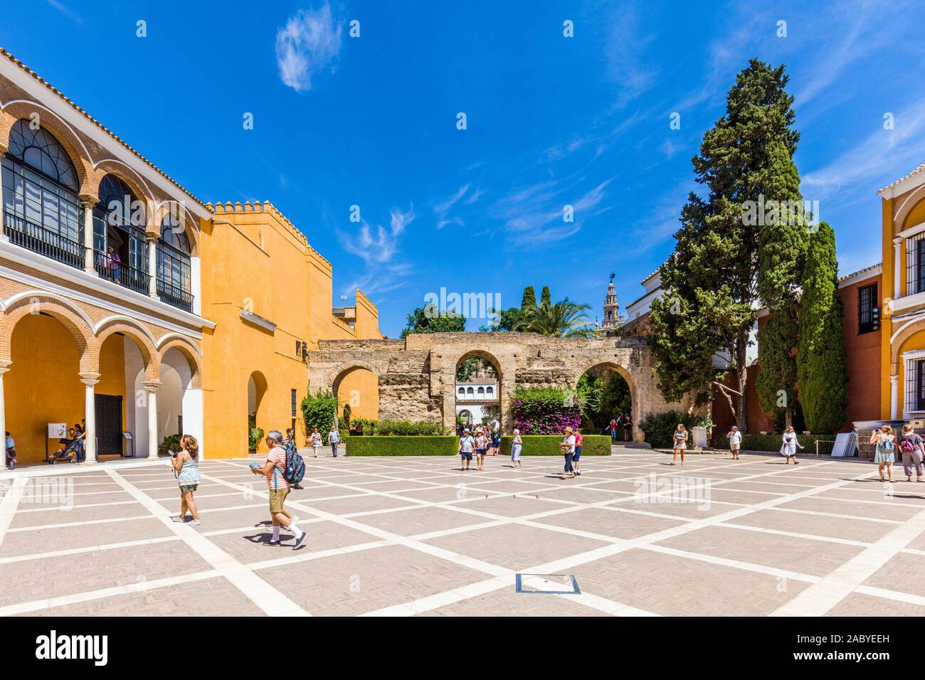 Real Alcazar de Sevilla, The Royal Alcázar of Seville is a royal palace in Seville Andalusia Spain Stock Photo