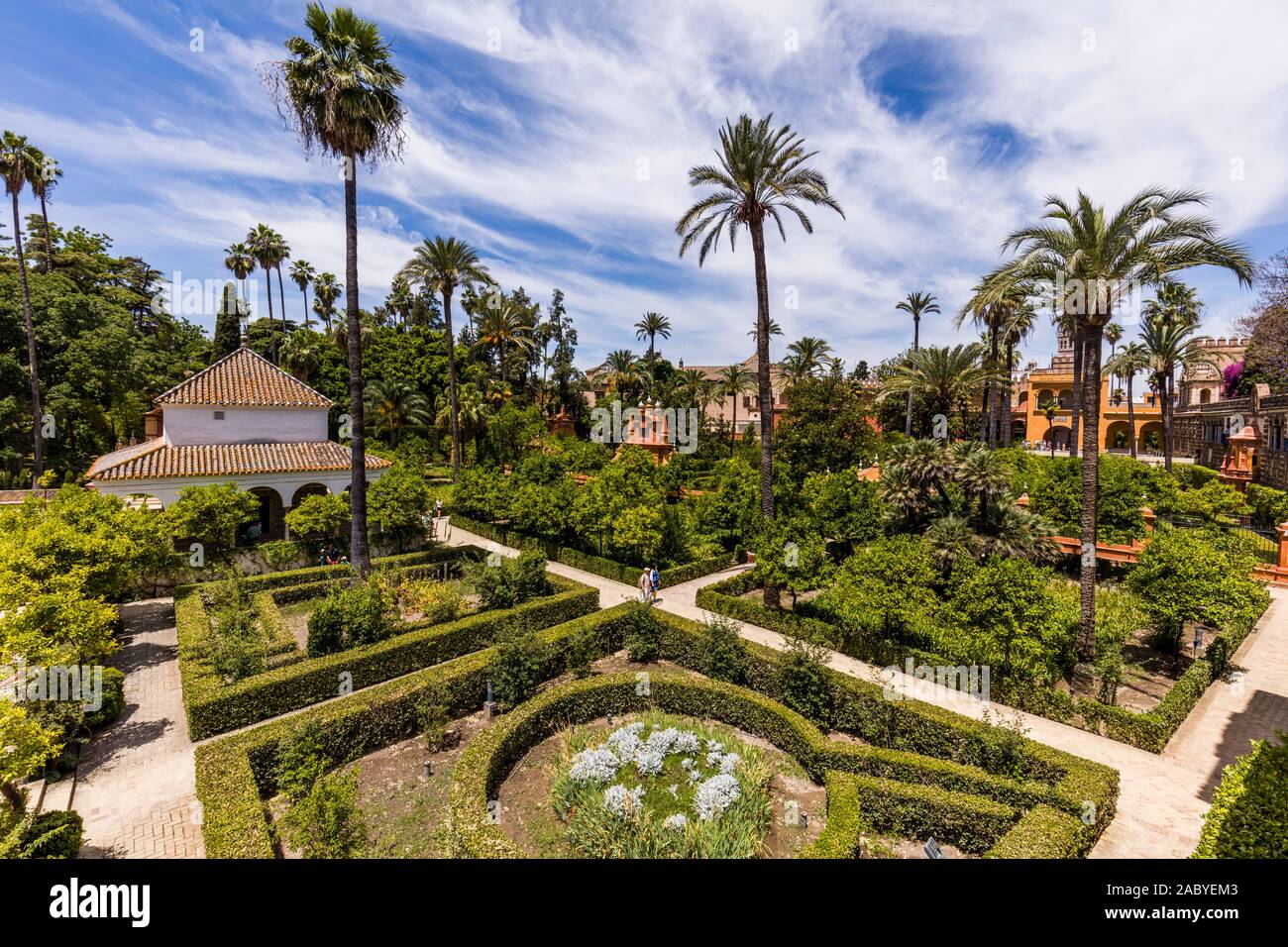 Gardens at Real Alcazar de Sevilla, The Royal Alcázar of Seville is a royal  palace in Seville Andalusia Spain Stock Photo - Alamy