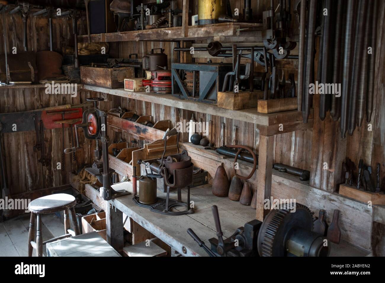 Interior of an old workshop at the Weald and Downland Museum, Singleton Stock Photo