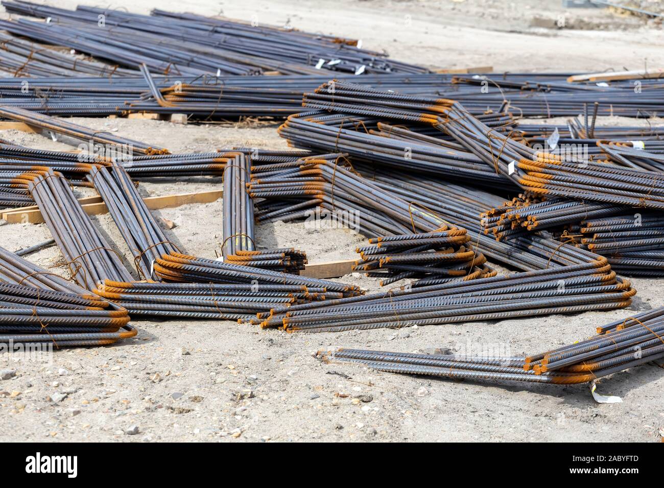 Rebars reinforcement for construction background. Rebar for concrete