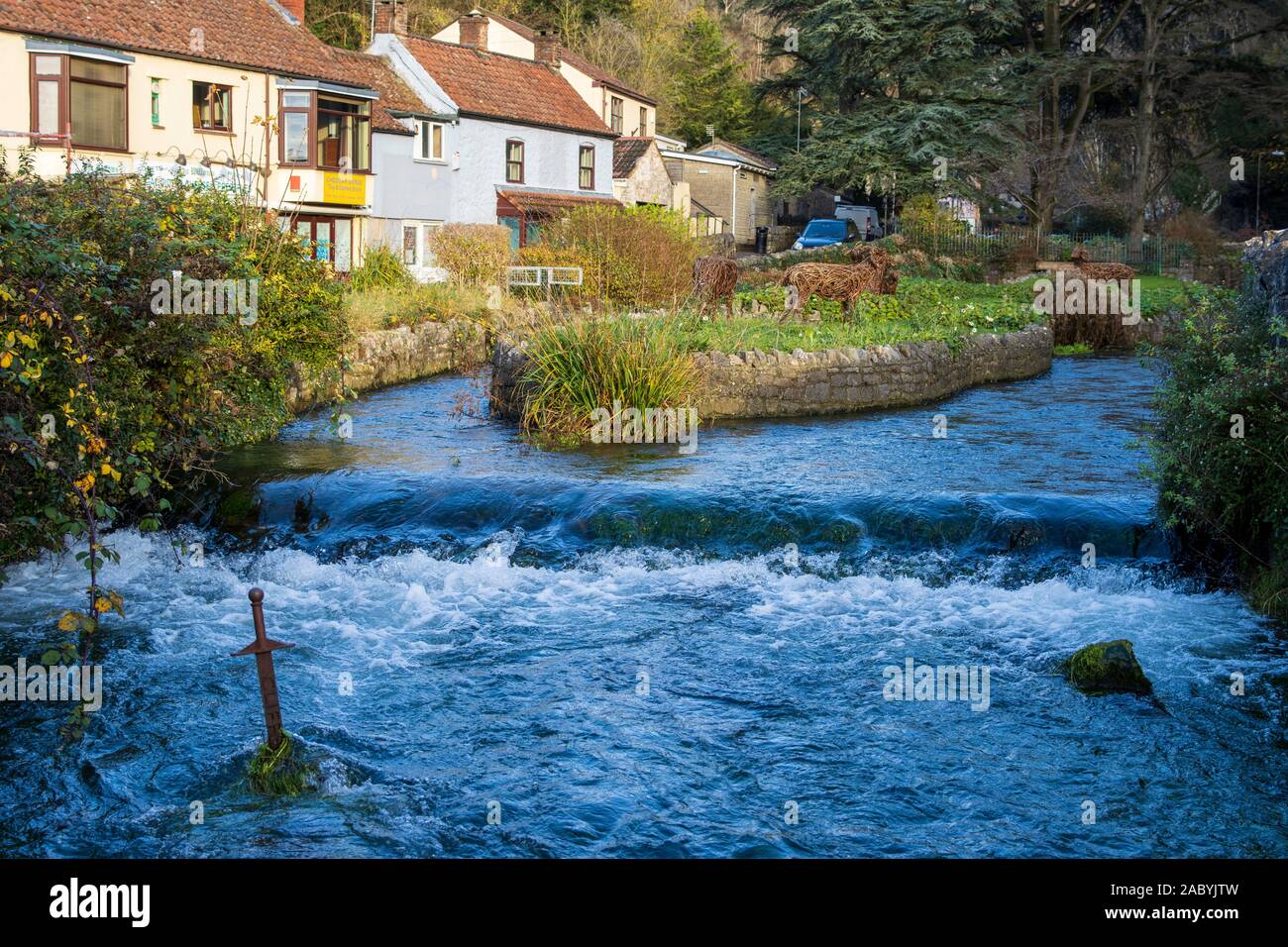 The Cheddar Yeo, A river flowing through the centre of the village of