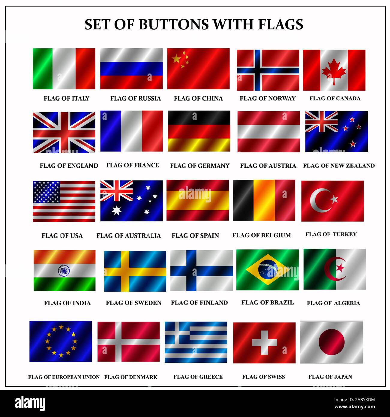 Set Of Banners With Flags Colorful Illustration With Flags Of The