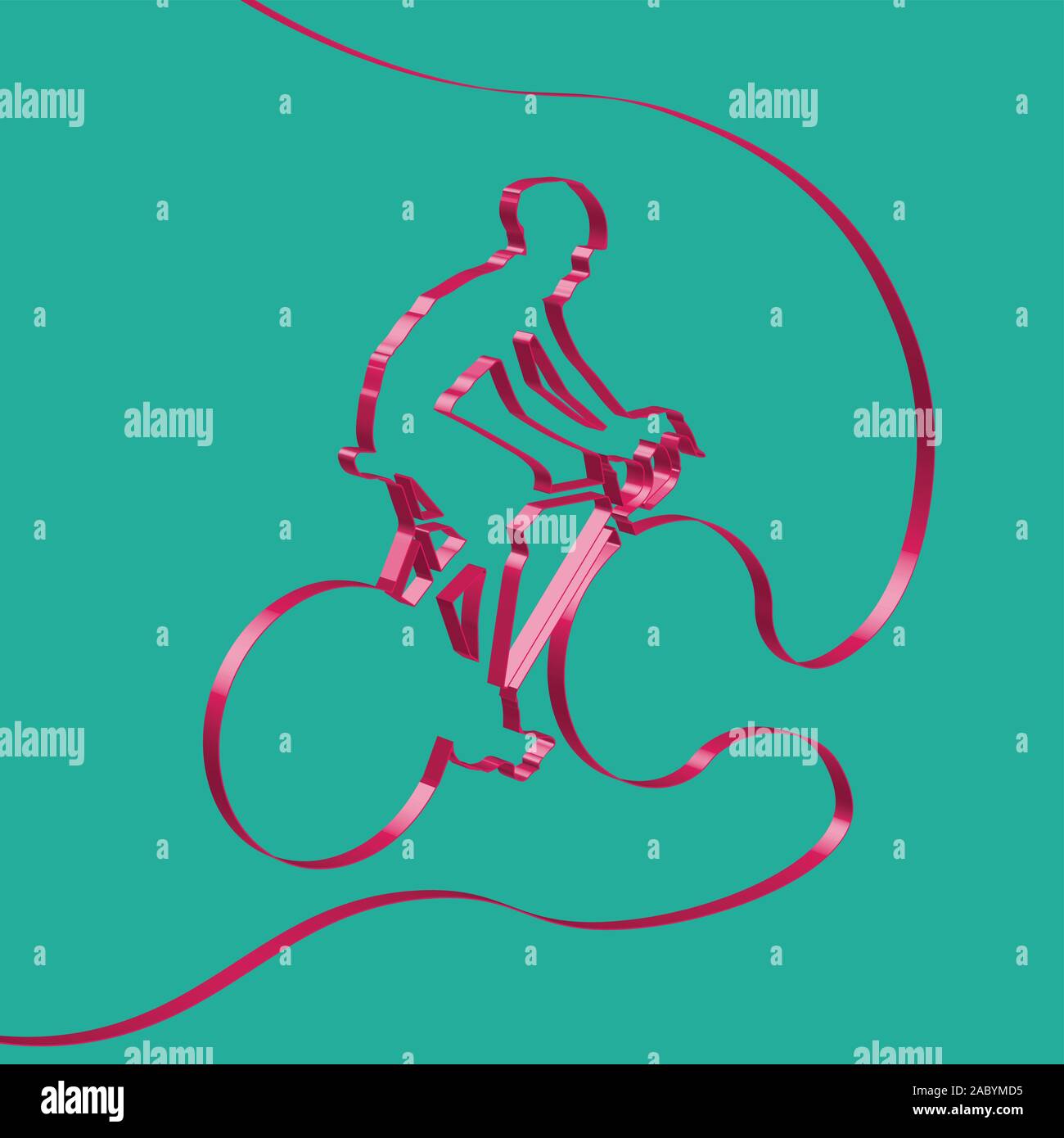 Colorful ribbon shapes a cyclist, vector Stock Vector