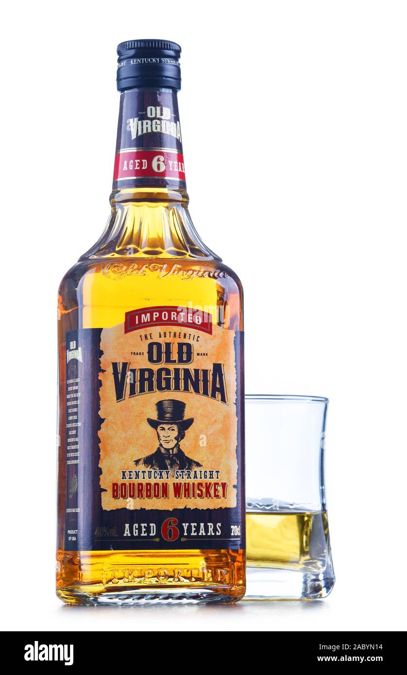 POZNAN, POL - JAN 24, 2019: Bottle of Old Virginia Kentucky Straight Bourbon Whiskey Stock Photo