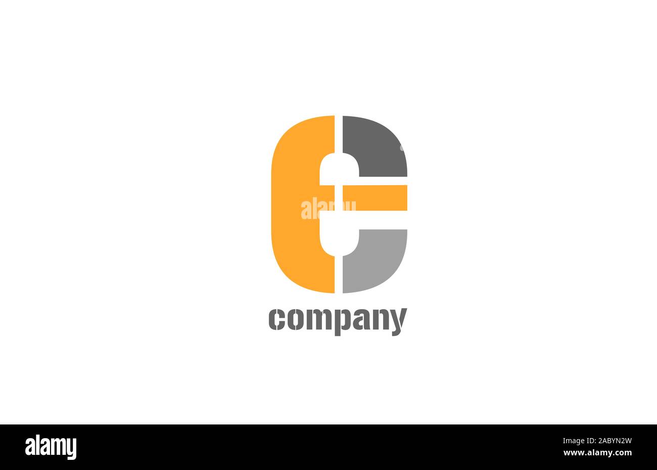 yellow and grey e alphabet logo design icon for business on white ...