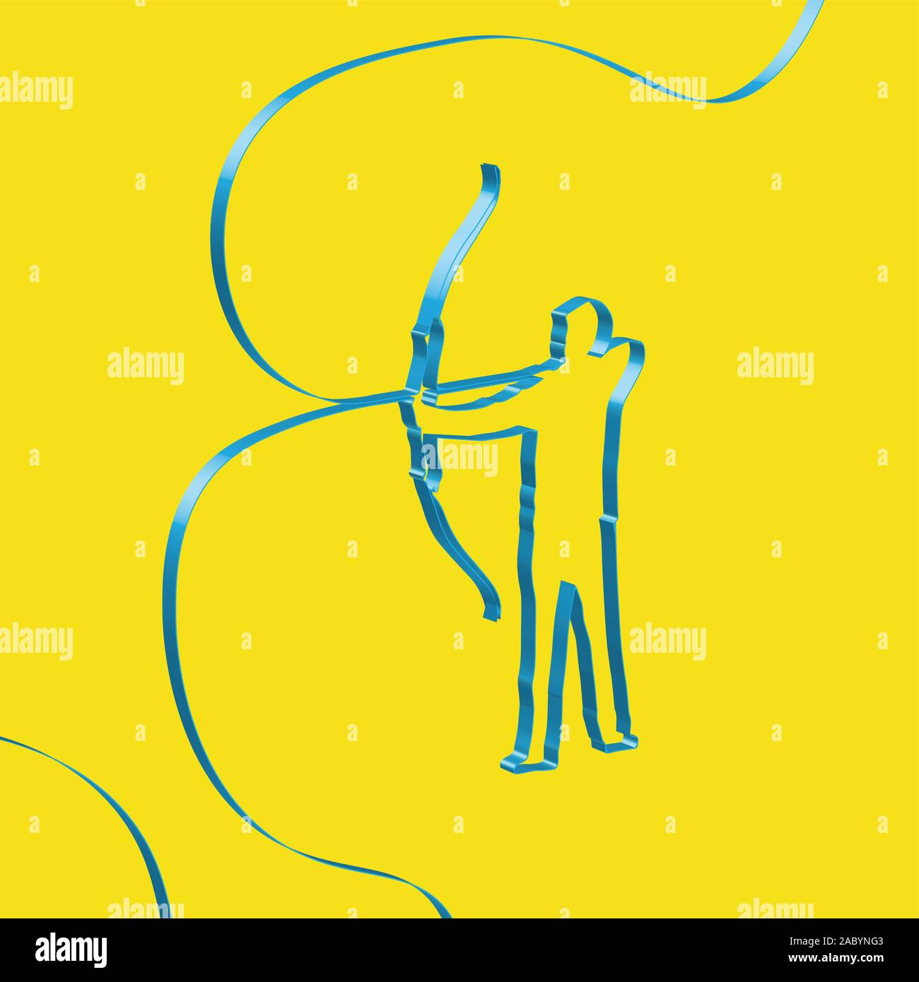 Colorful ribbon shapes an archer, vector Stock Vector