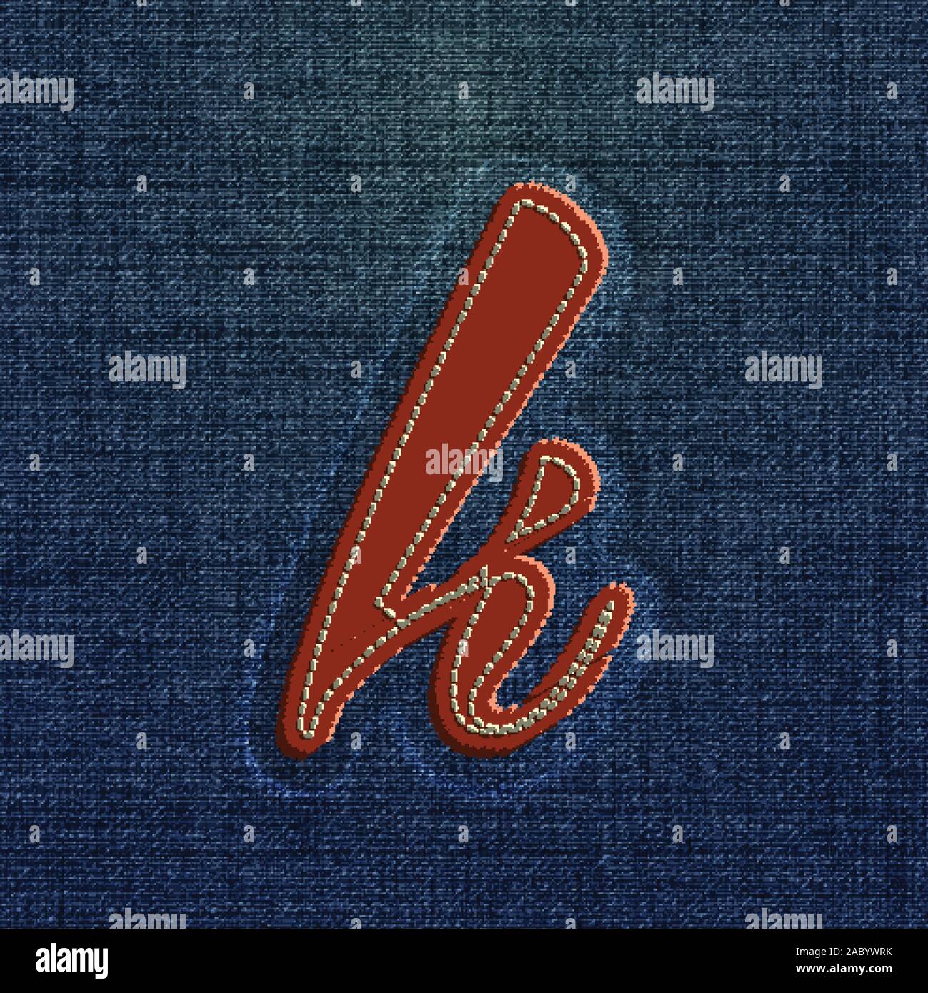 Character made by denim, from a typeface, vector Stock Vector