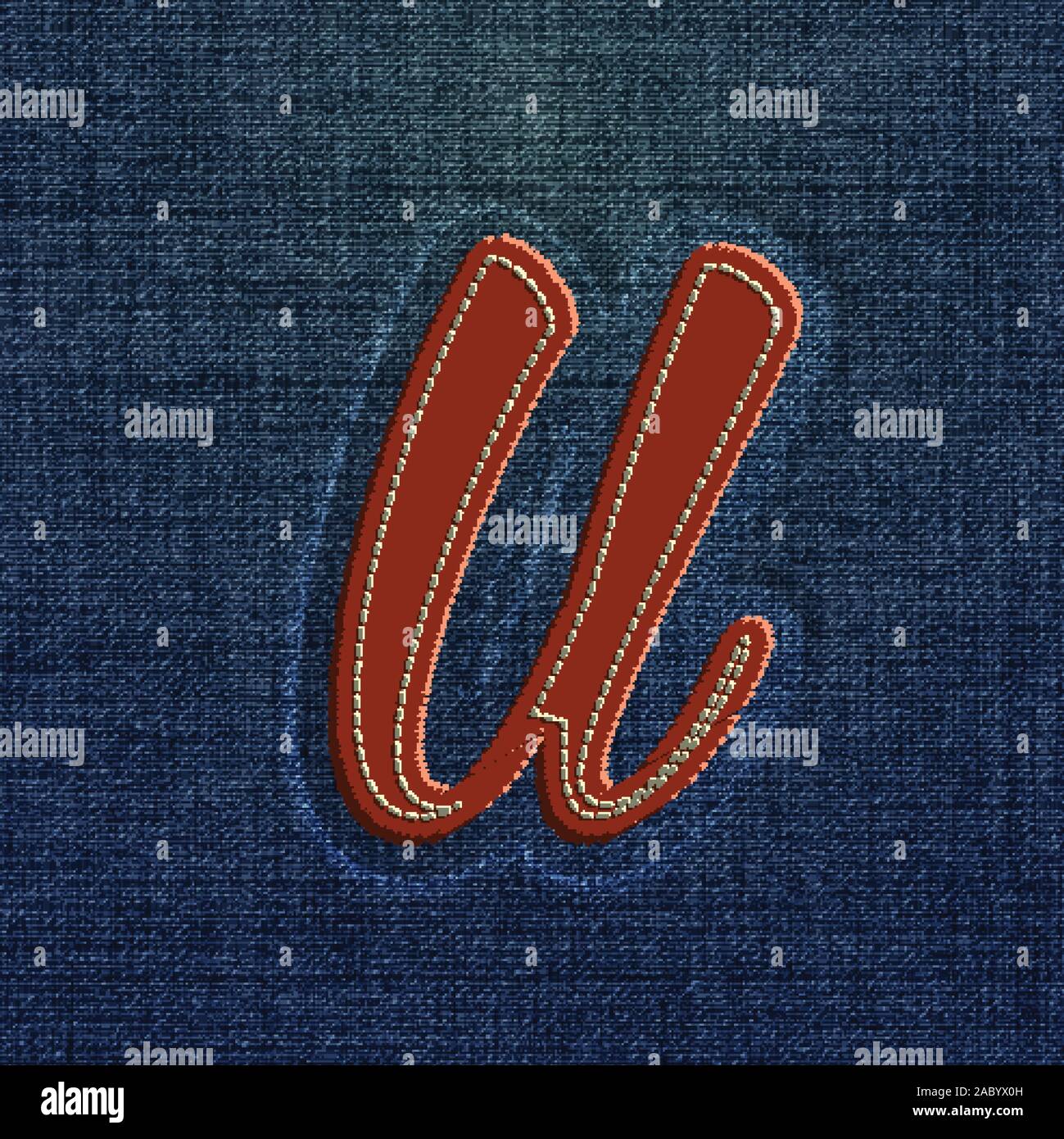 Character made by denim, from a typeface, vector Stock Vector