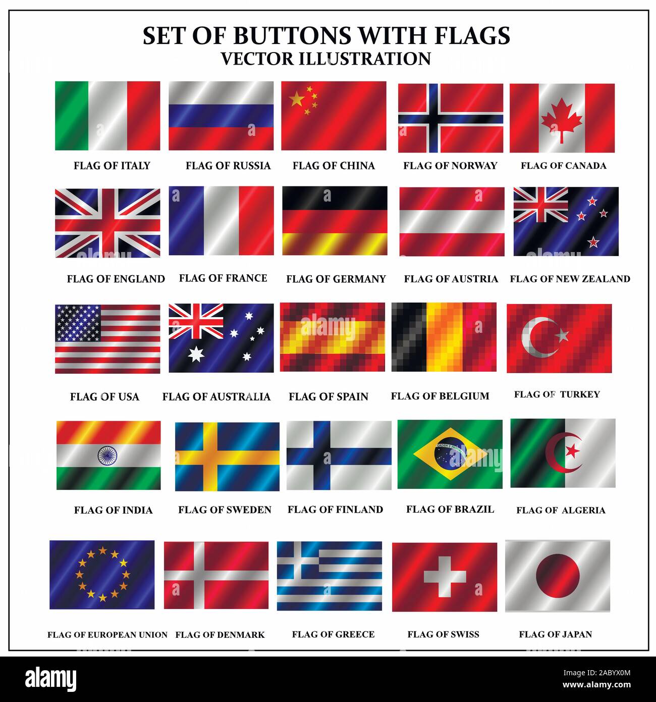 Set of banners with flags. Colorful illustration with flags of the