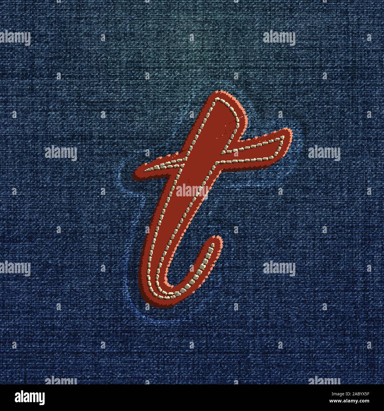 Character made by denim, from a typeface, vector Stock Vector