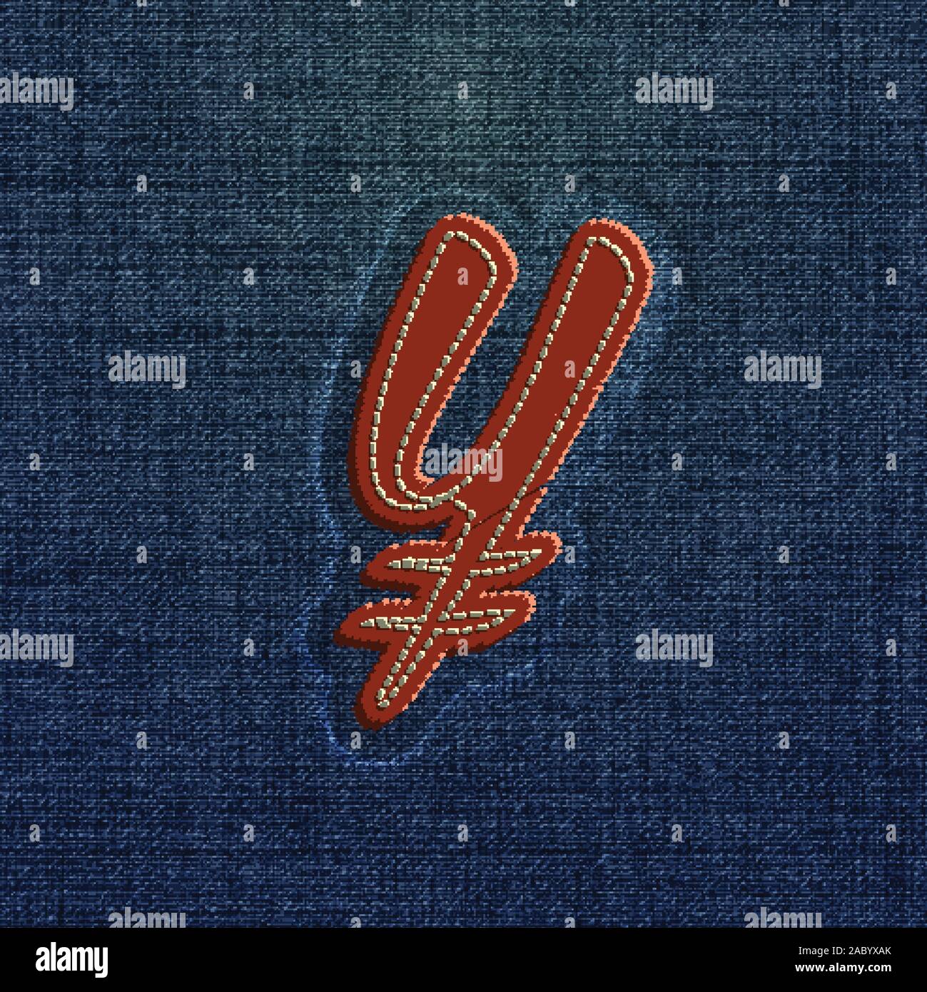 Character made by denim, from a typeface, vector Stock Vector