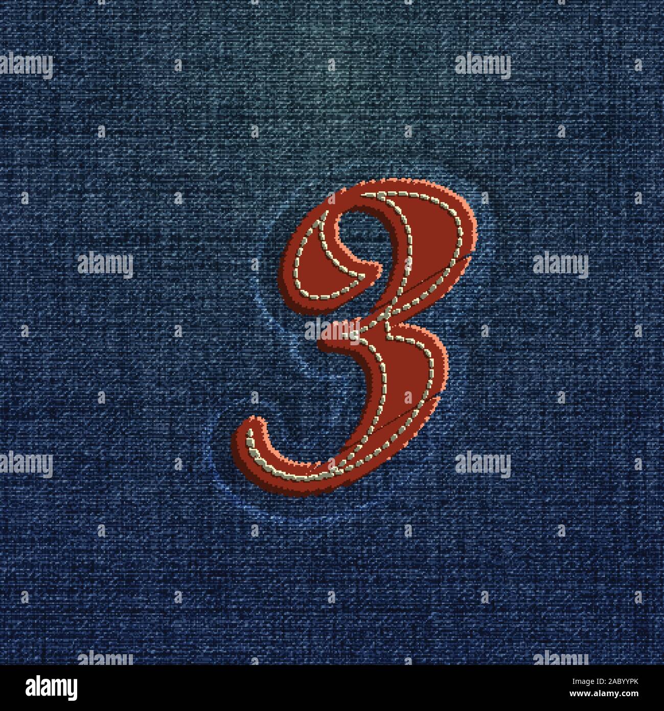 Character made by denim, from a typeface, vector Stock Vector
