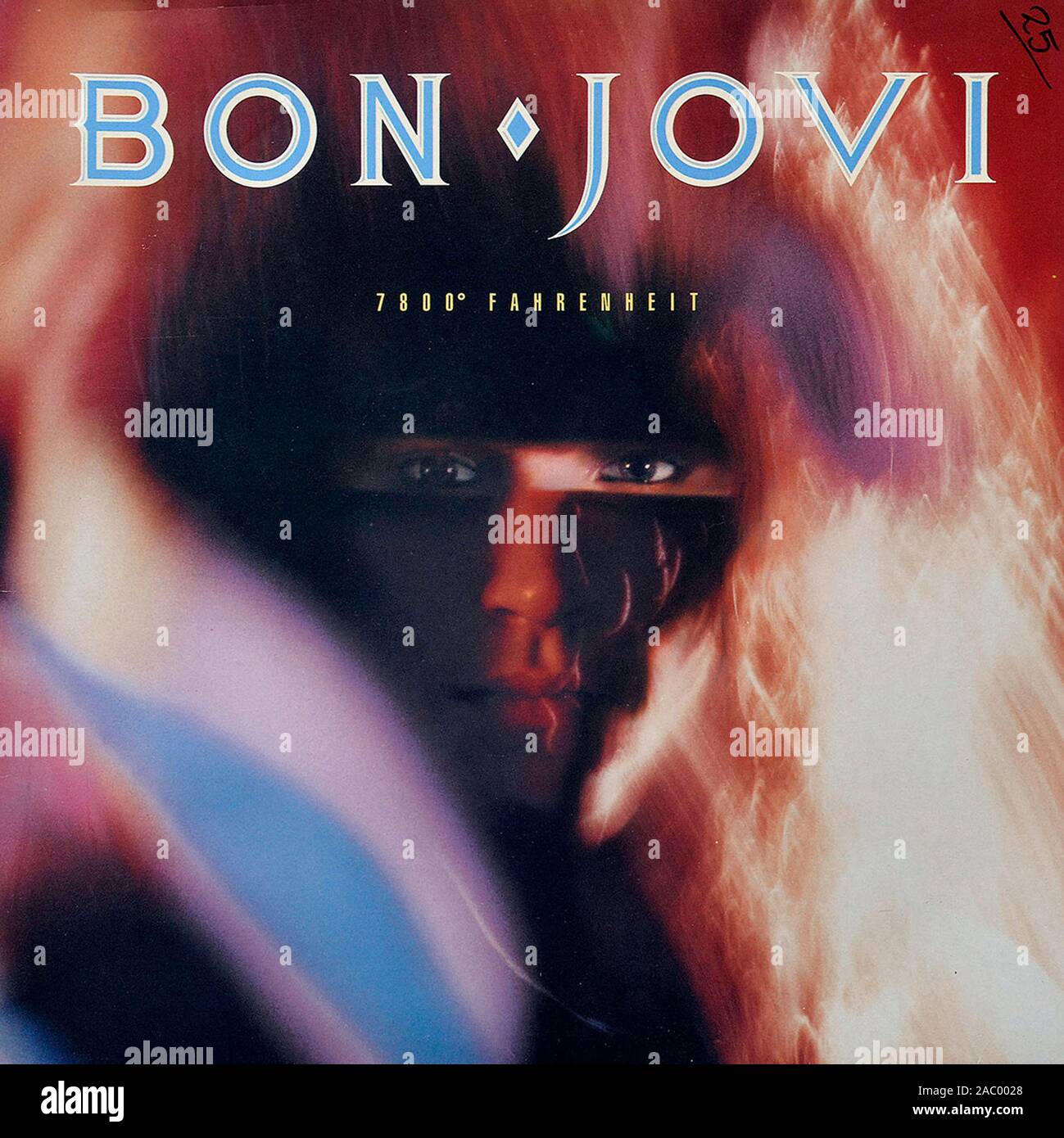 BON JOVI 7800° Fahrenheit - Vintage vinyl album cover Stock Photo - Alamy