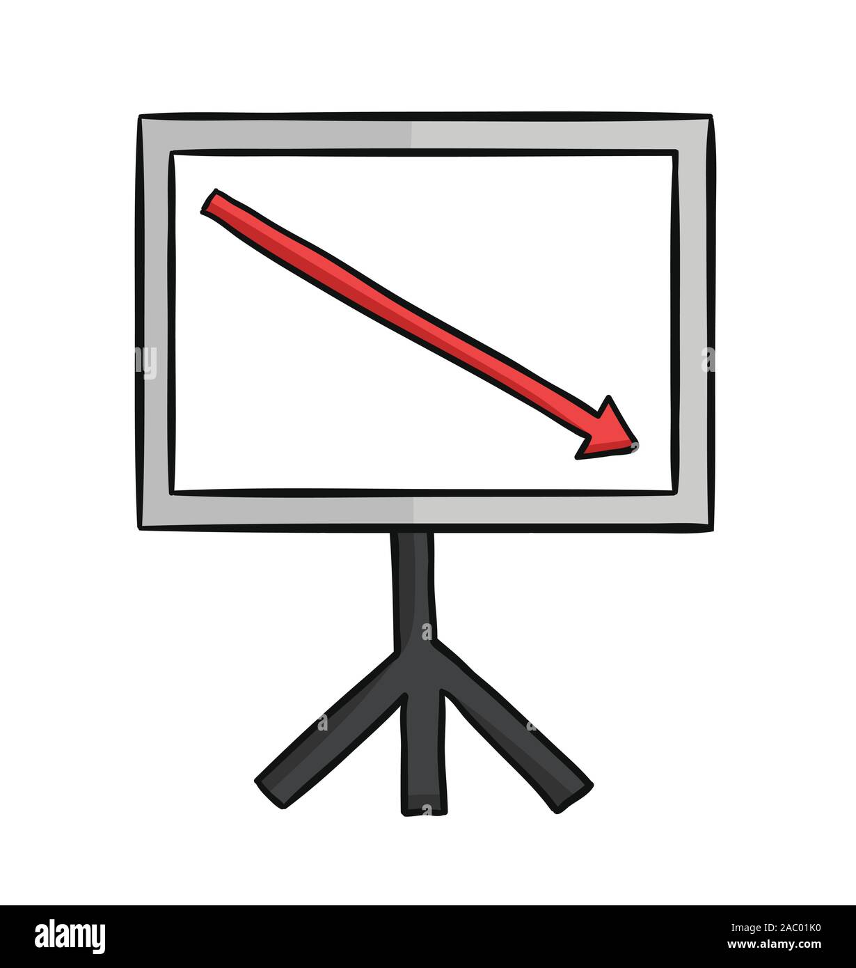 Hand drawn vector illustration of sales chart arrow moving down Stock ...
