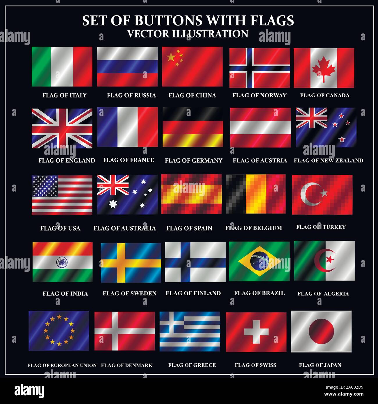 Set Of Banners With Flags Colorful Illustration With Flags Of The
