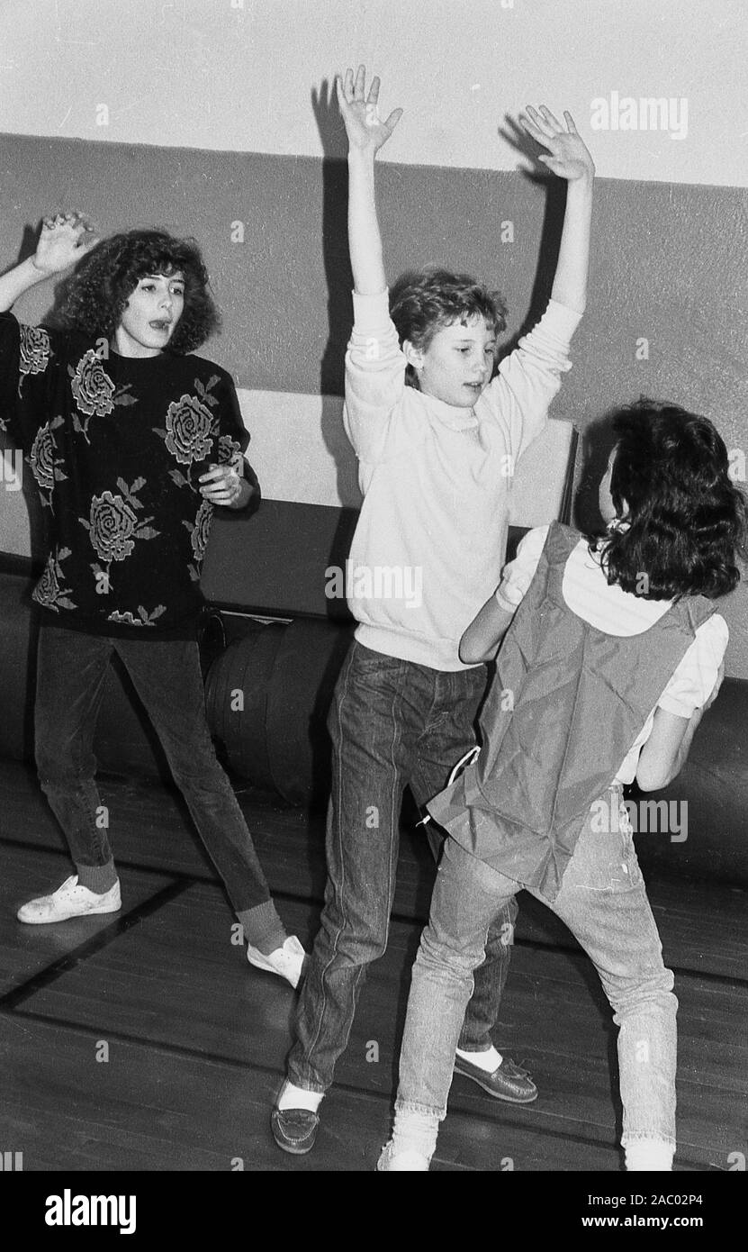1980s,  high-school girls playing basketball. Stock Photo