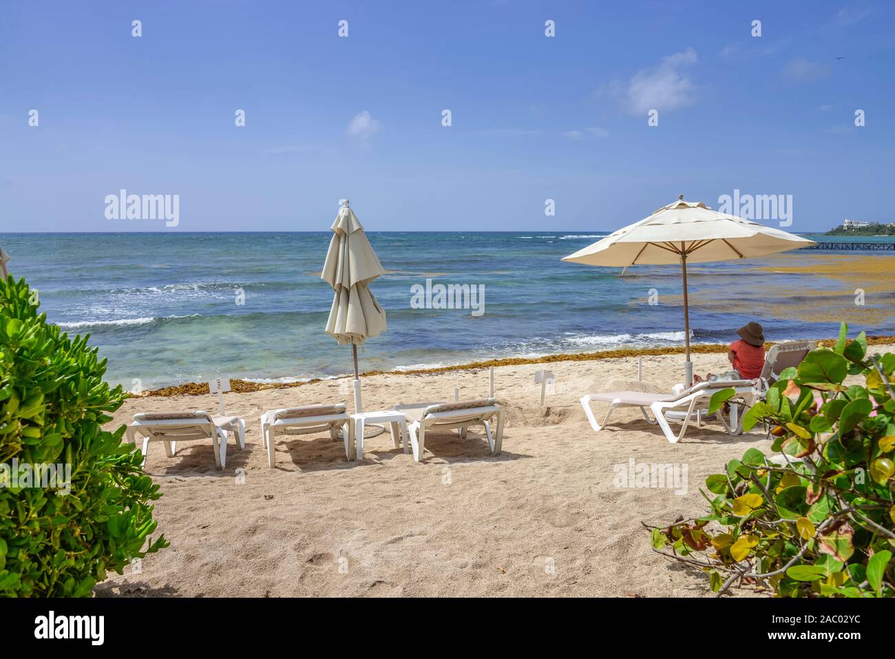 Sandstrand, Liegen, Akumal, Quintana Roo, Mexiko Stock Photo