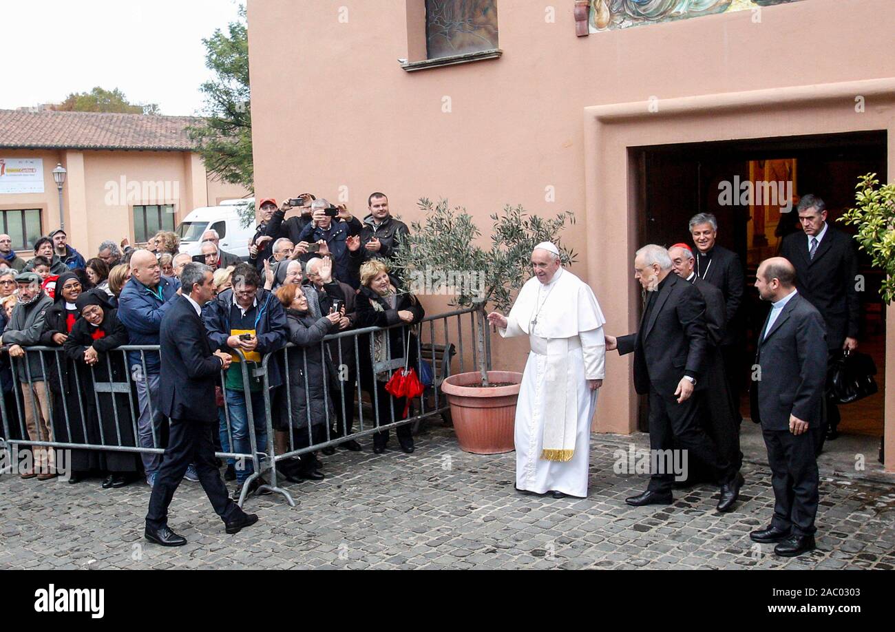 Rome, Italy. 29th Nov, 2019. Pope Francis visits the Cittadella della Carita' (Citadel of Charity) on the occasion of the 40th anniversary of the establishment of Caritas charity organization in Rome. Credit: Riccardo De Luca Credit: Update Images/Alamy Live News Stock Photo